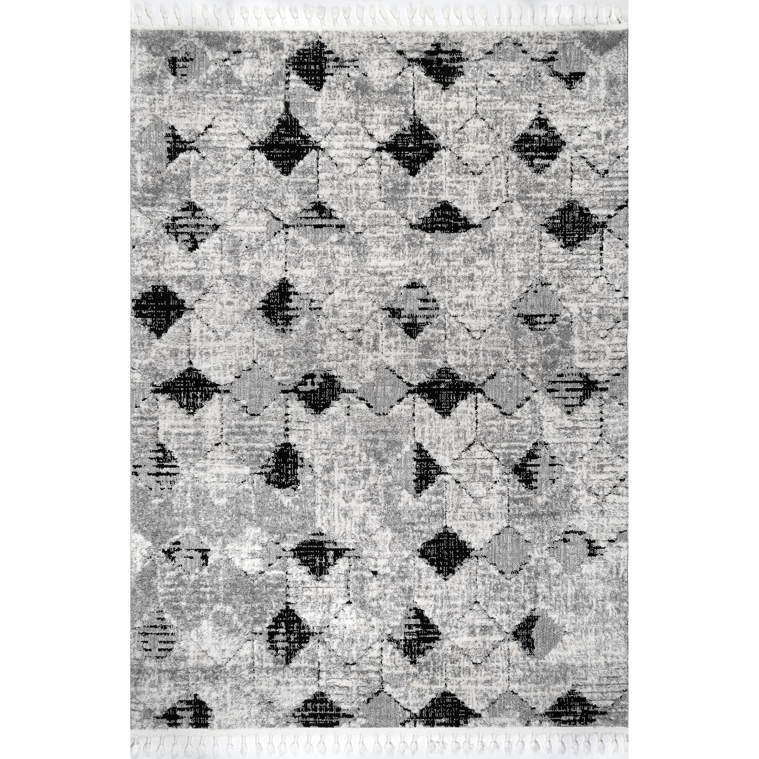 nuLOOM Agata Textured Tassel Area Rug, 5' 3" x 7' 7", Black