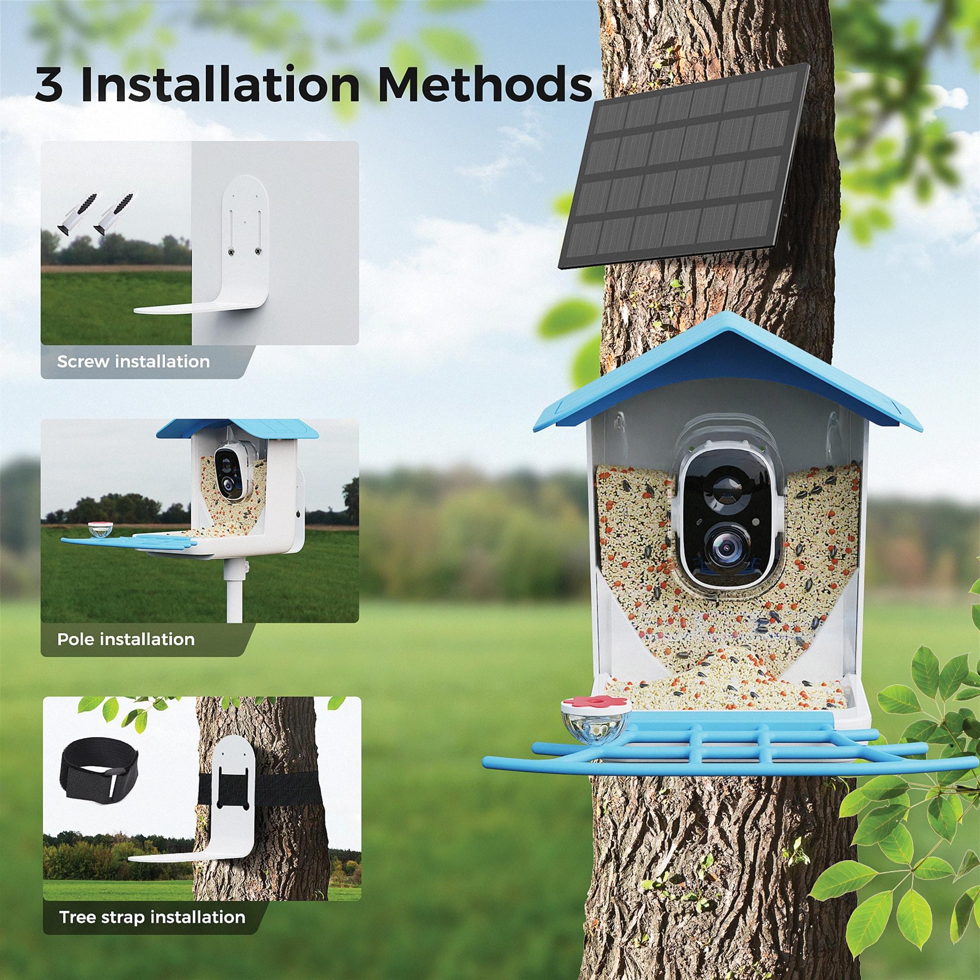 PerchMe™ Smart Bird Feeder with Camera (Sky Blue Canopy)