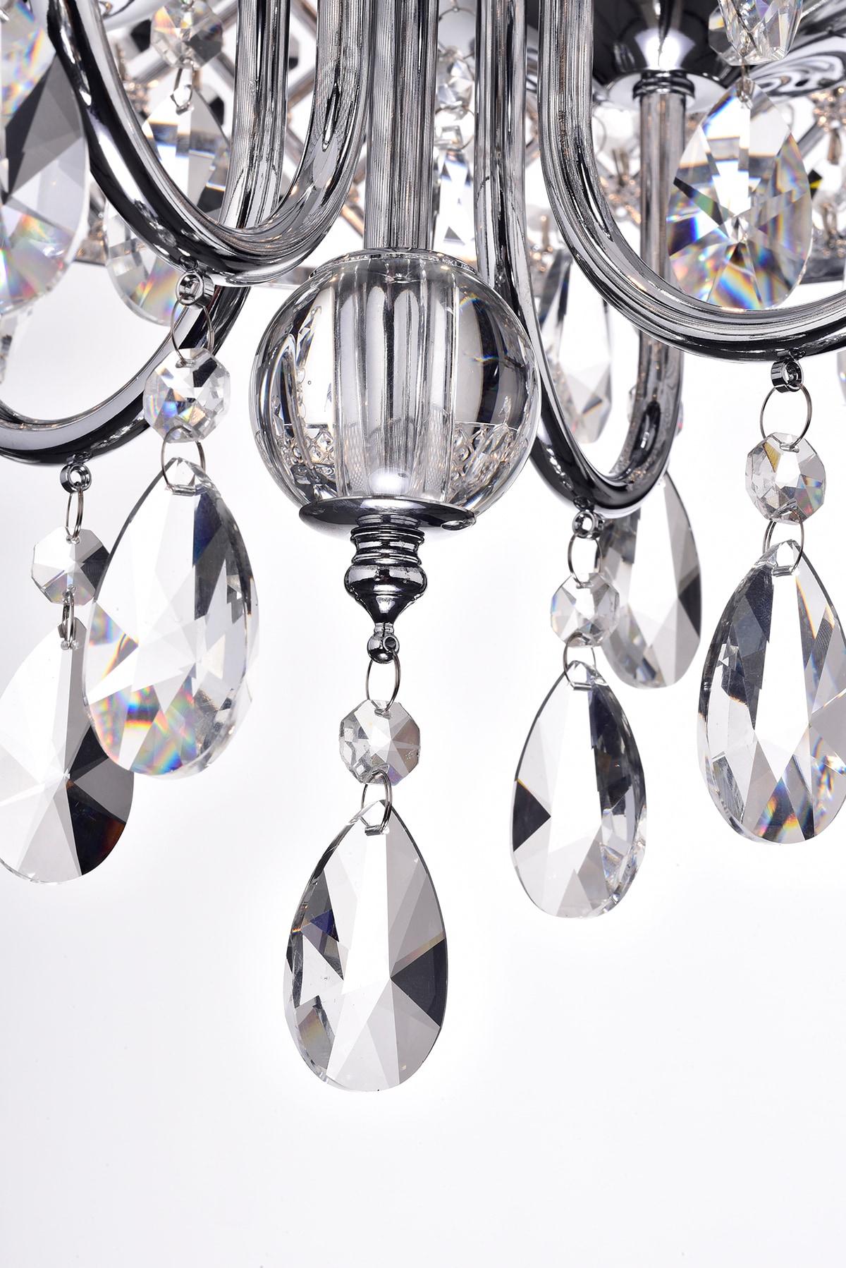 Chrome and Crystal 4-Light Drum Chandelier with Beaded Shade