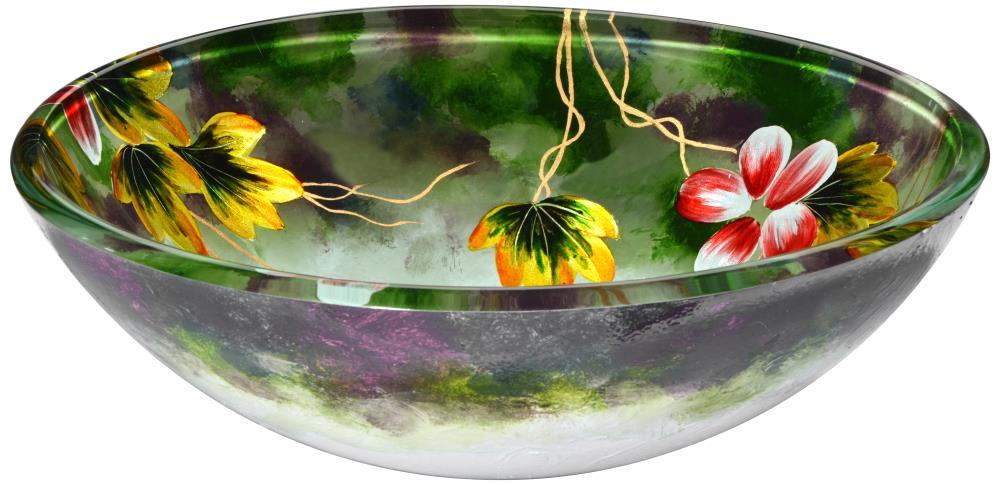 ANZZI Impasto 15.5'' Green Tempered Glass Circular Bathroom Sink with Faucet