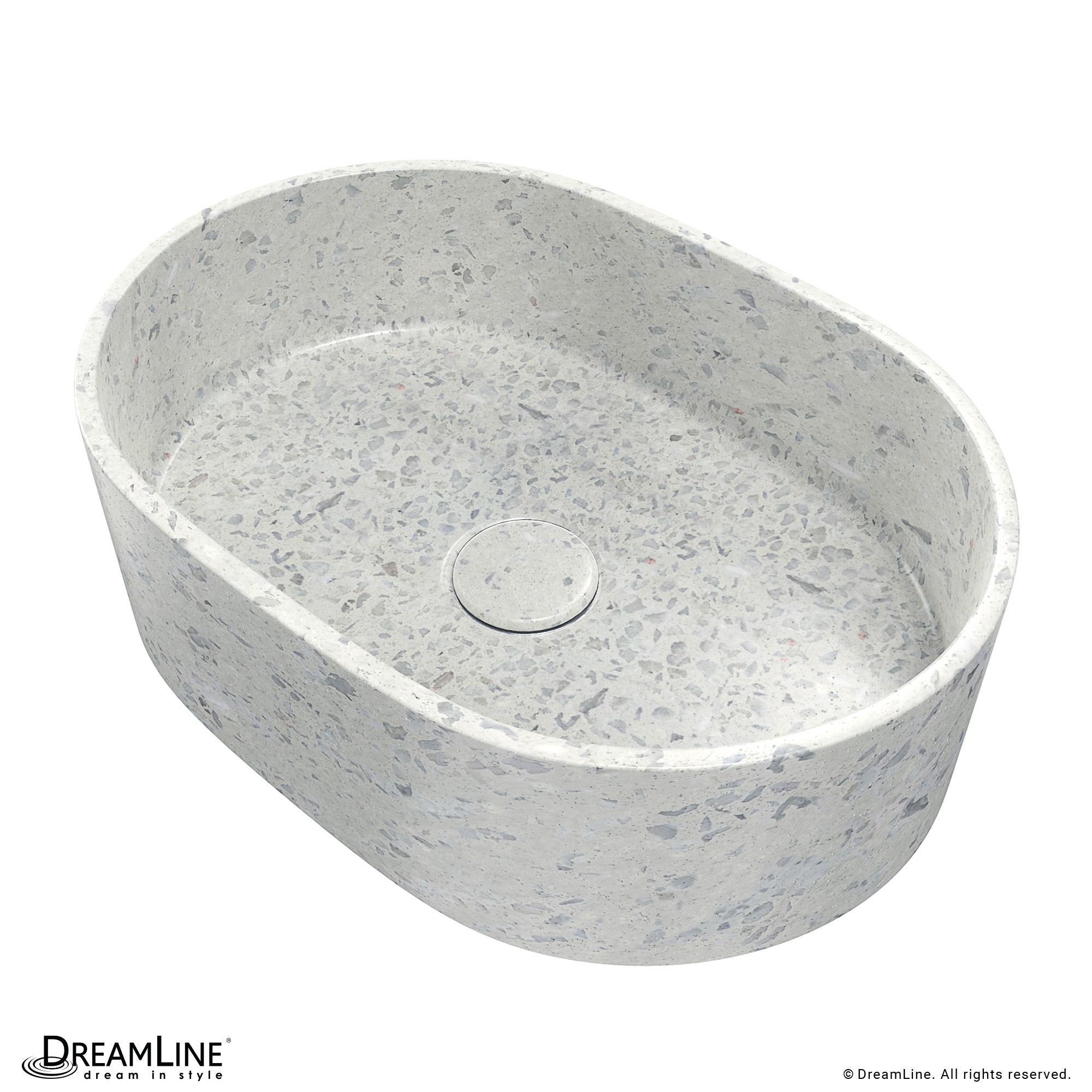 DreamLine Ambia 10'' Terrazzo Oval Vessel Bathroom Sink