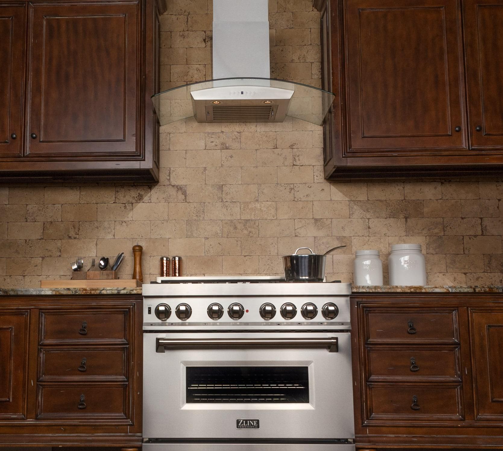 ZLINE 36 in. Convertible Vent Wall Mount Range Hood in Stainless Steel & Glass (KZ-36)