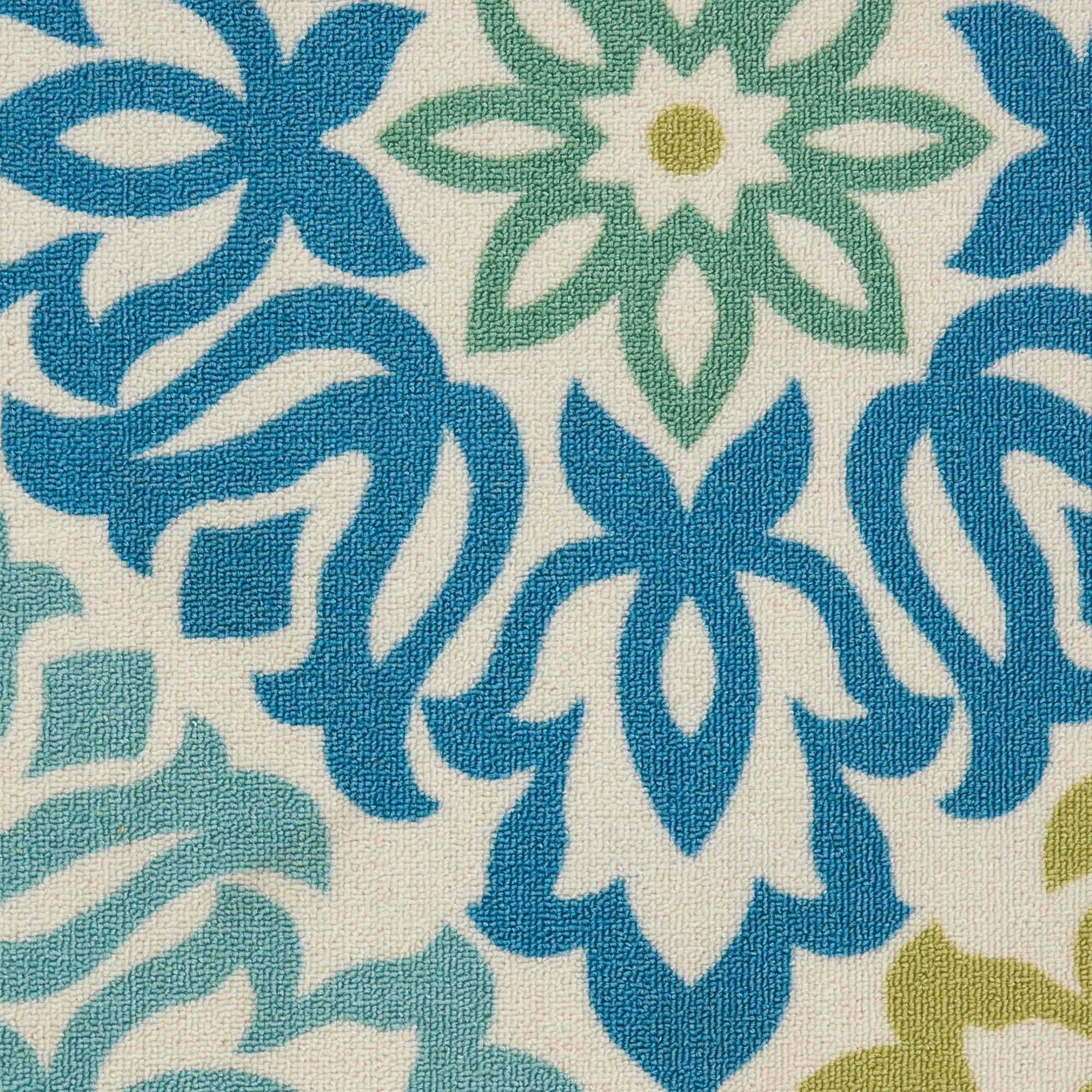 Waverly Sun & Shade "Sweet Things" Blue Indoor/Outdoor Area Rug by Nourison Marine 4'3" x 6'3"