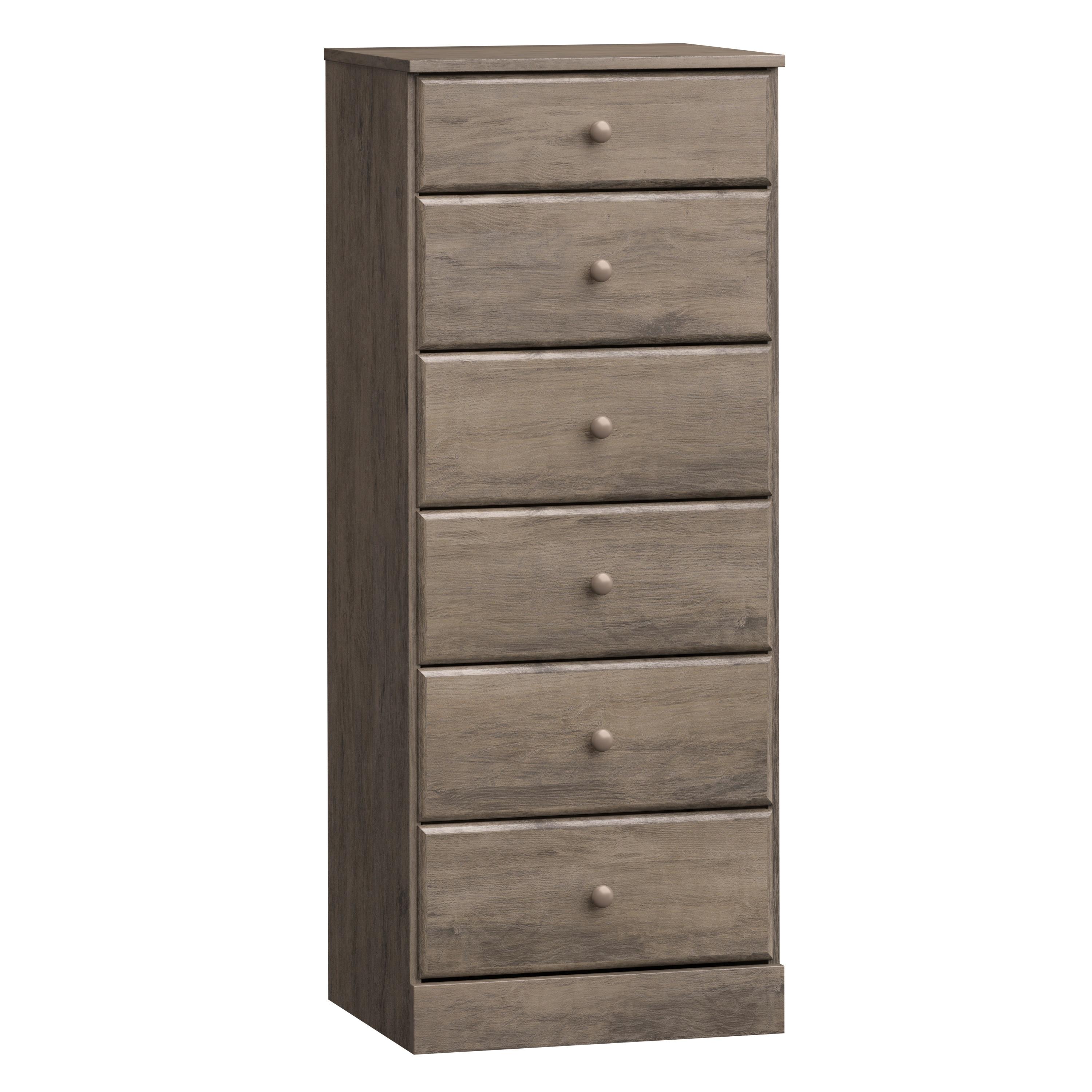 Astrid 6 Drawer Tall Chest Drifted Gray - Prepac: Space-Saving Storage for Small Rooms