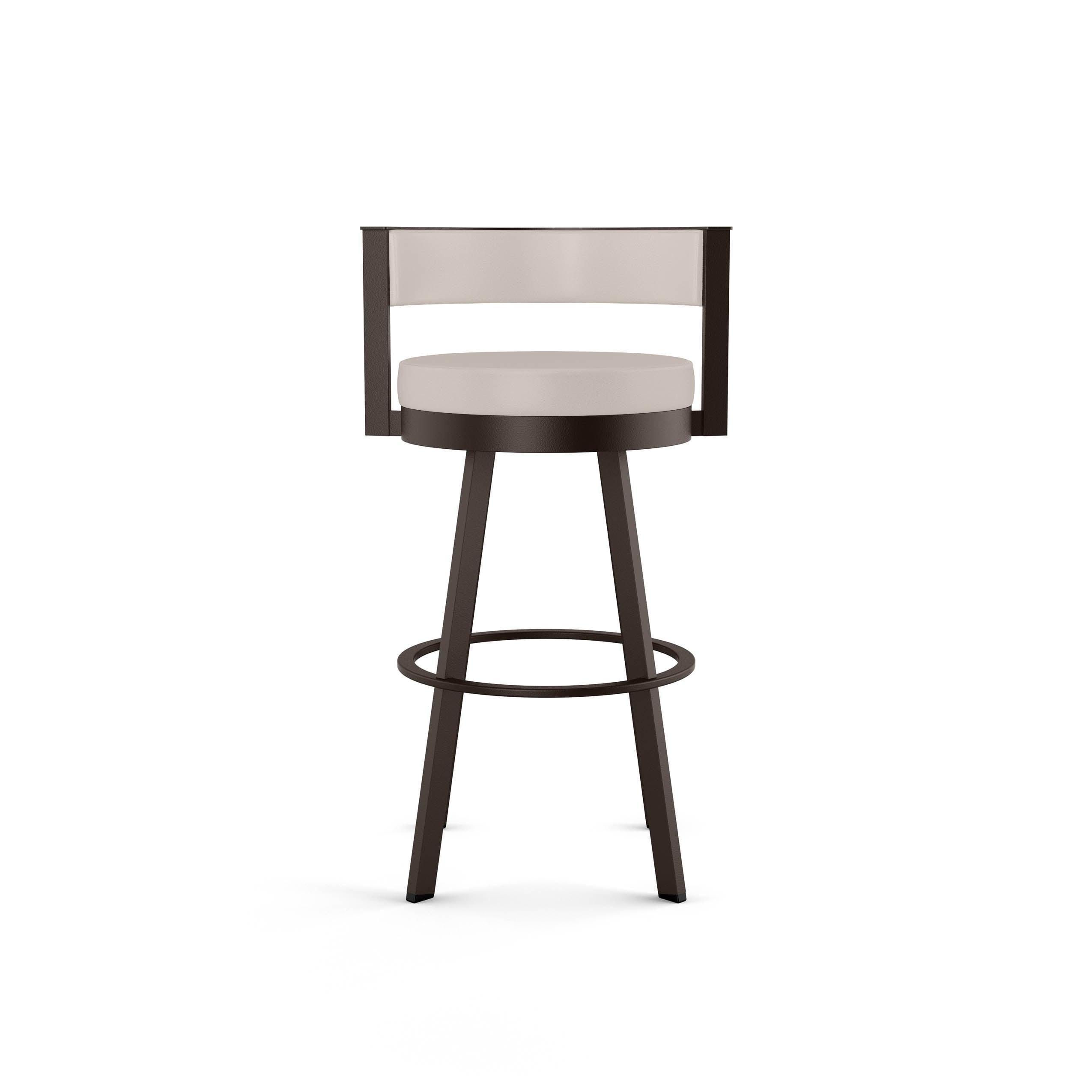 26" Browser Swivel Counter Height Barstool with Upholstered Seat Beige - Amisco