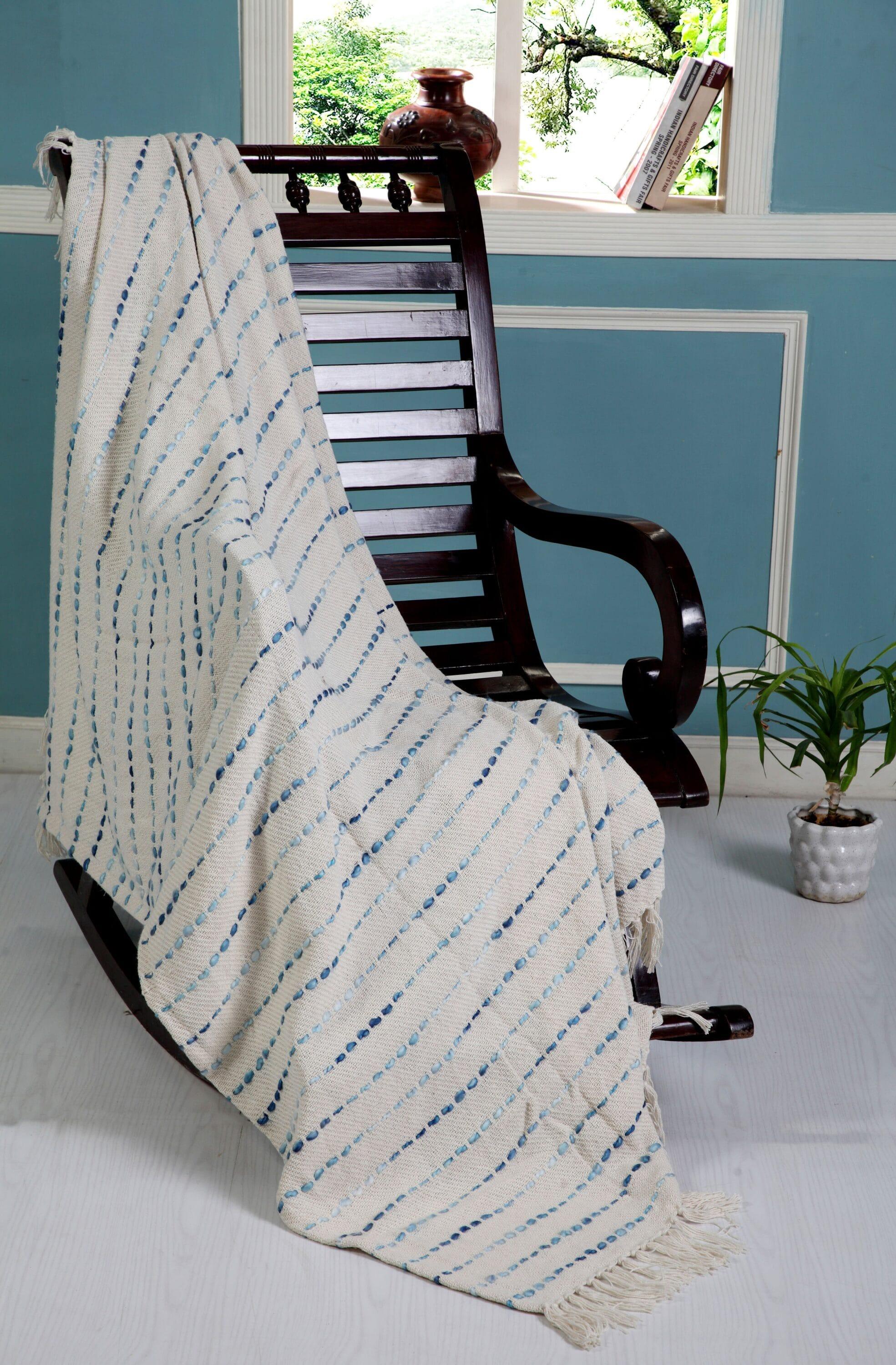 Rajani Home Deep Ombre Striped Handmade Woven Throw Blanket with Fringe