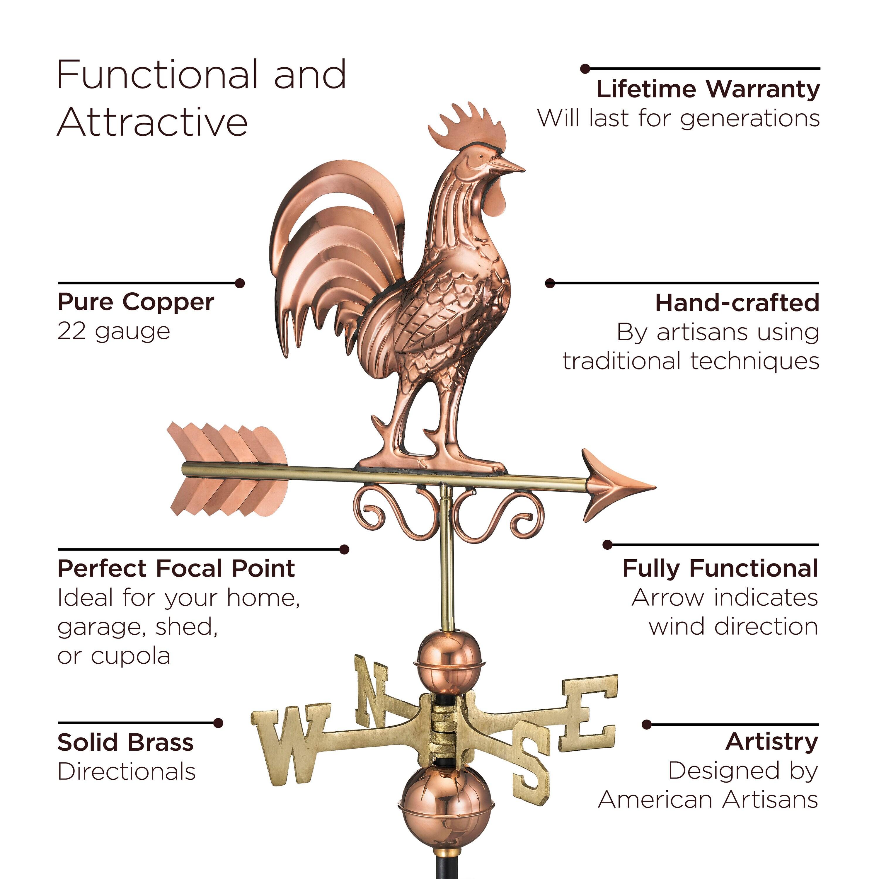 Good Directions Manchester Rooster Cupola & Weathervane Set