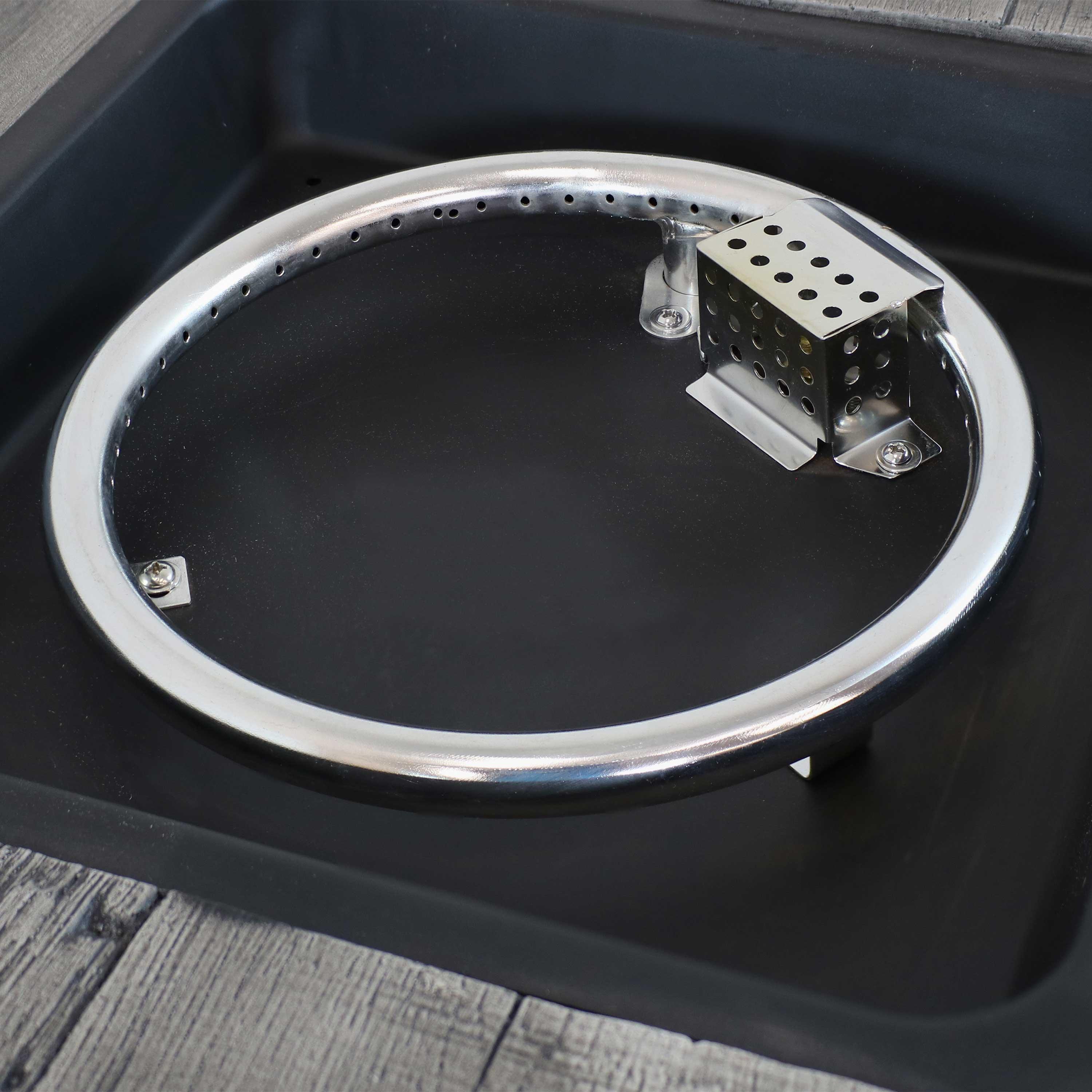 Sunnydaze Outdoor Smokeless Cast Stone Propane Gas Fire Pit Table with Weathered Wood Look - 24" Square x 25" H