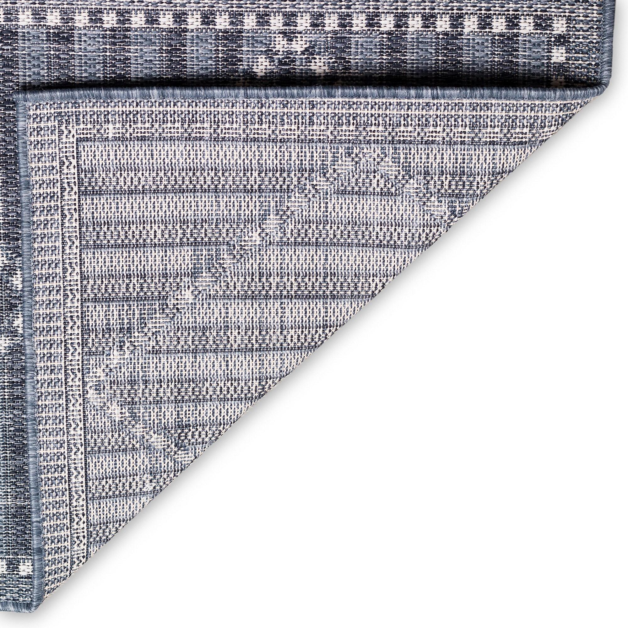 Liora Manne Malibu Checker Diamond Indoor/Outdoor Rug Navy 6'6" x 9'4"