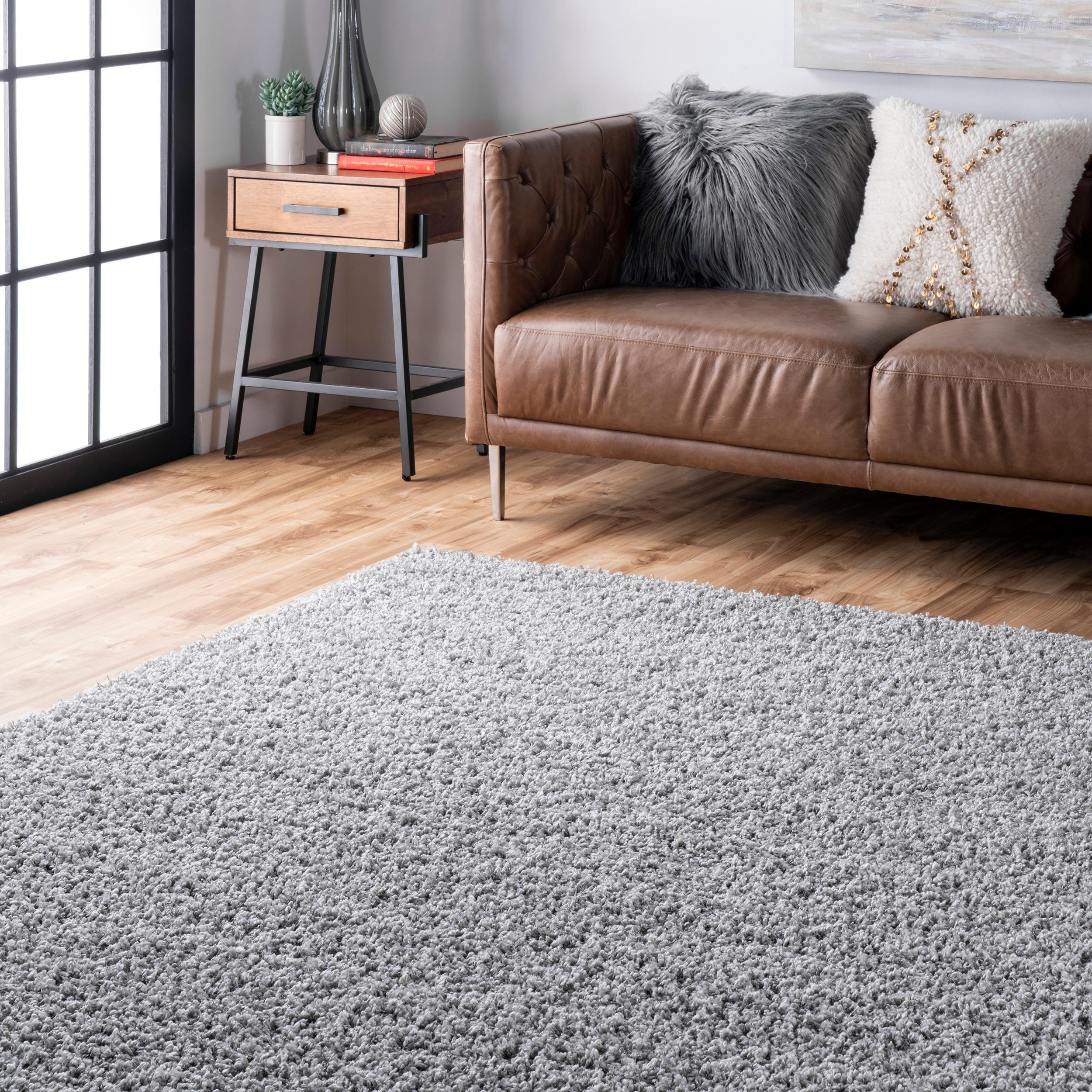Luxurious Silver Shag 20' Runner Rug with Easy Care Synthetic Pile