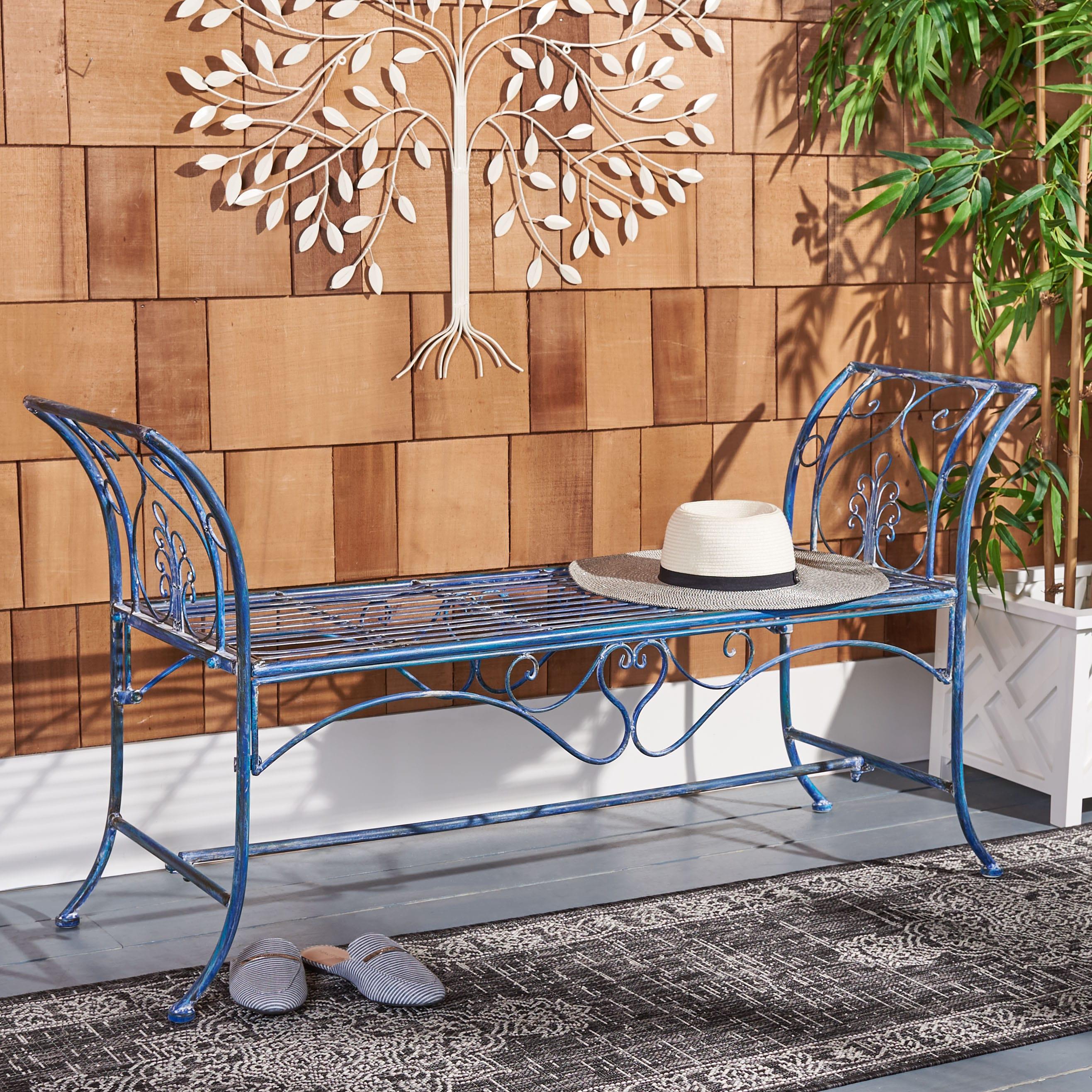 Adina Bench - Outdoor - PAT5016 - Mossy Blue - Safavieh