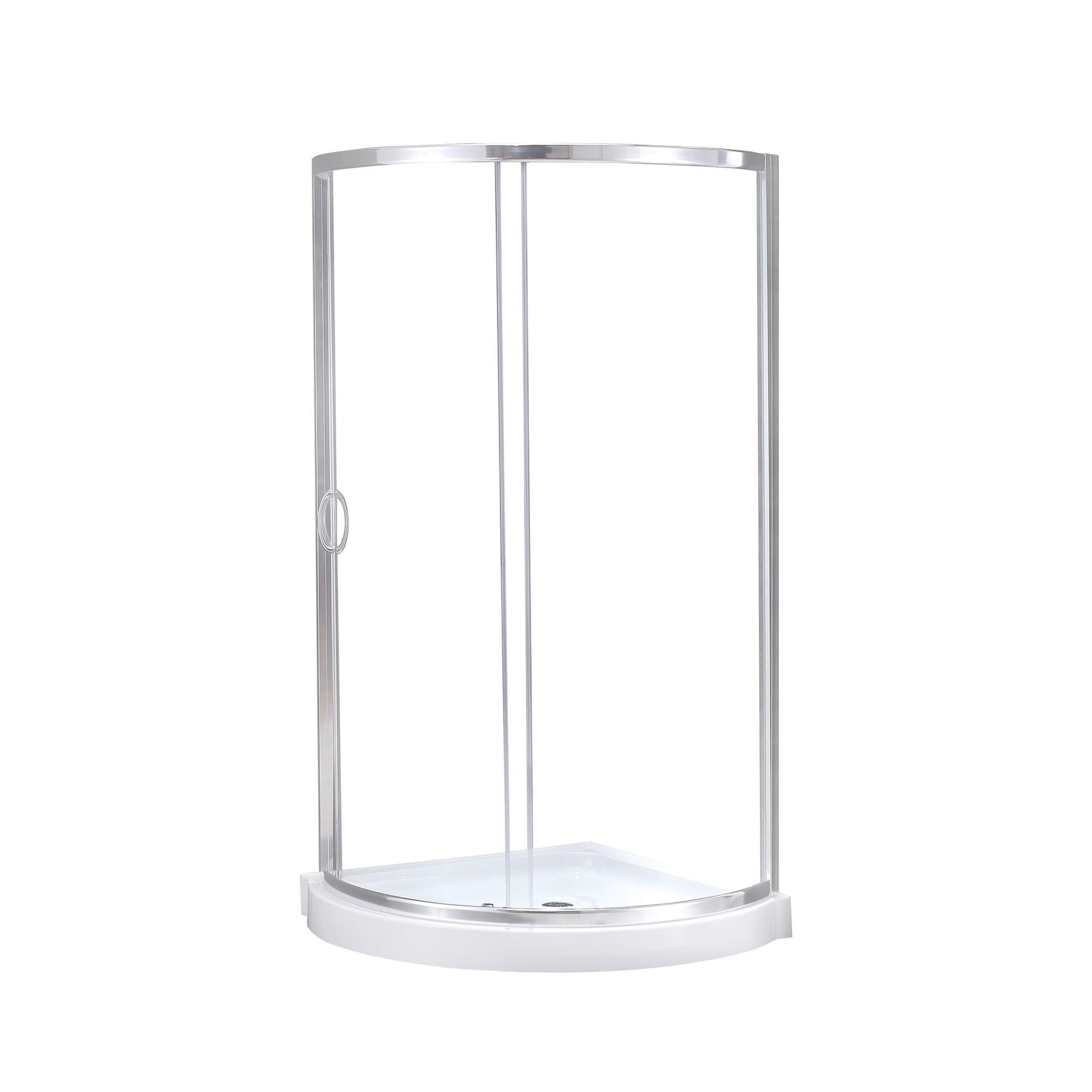 OVE Decors Breeze Premium 33 in. Framed Round Shower Kit w/ Clear Glass, Base