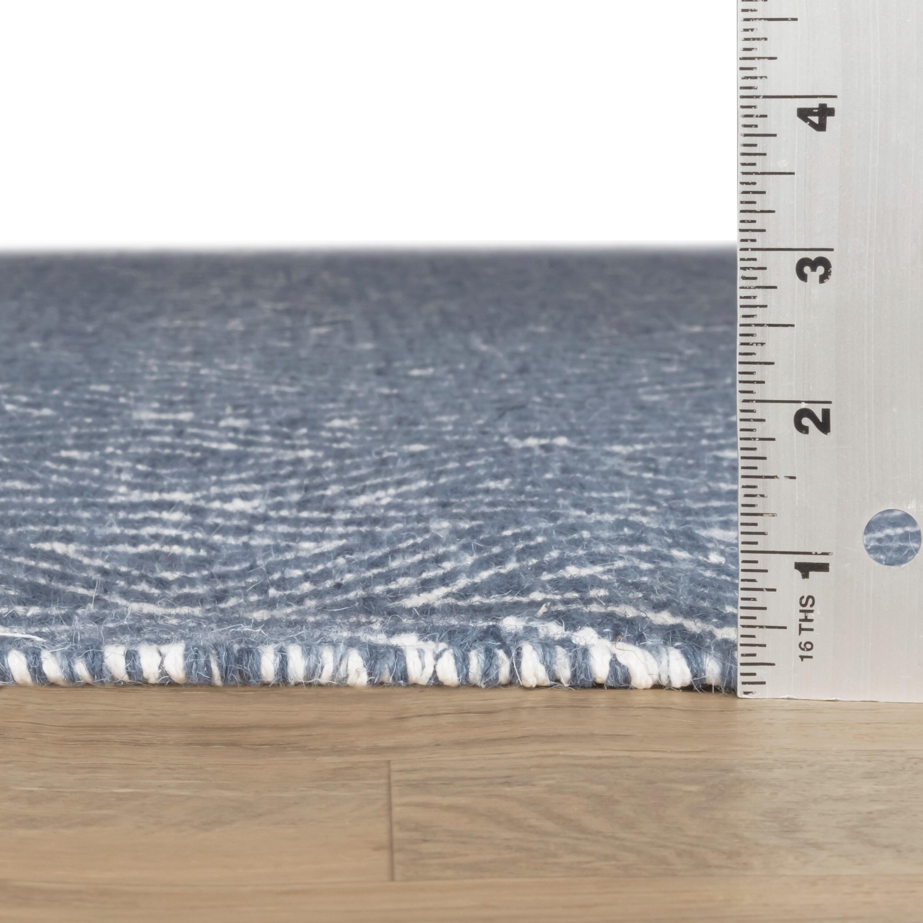 Geo Diamond Blue/Ivory Handwoven Wool Rug