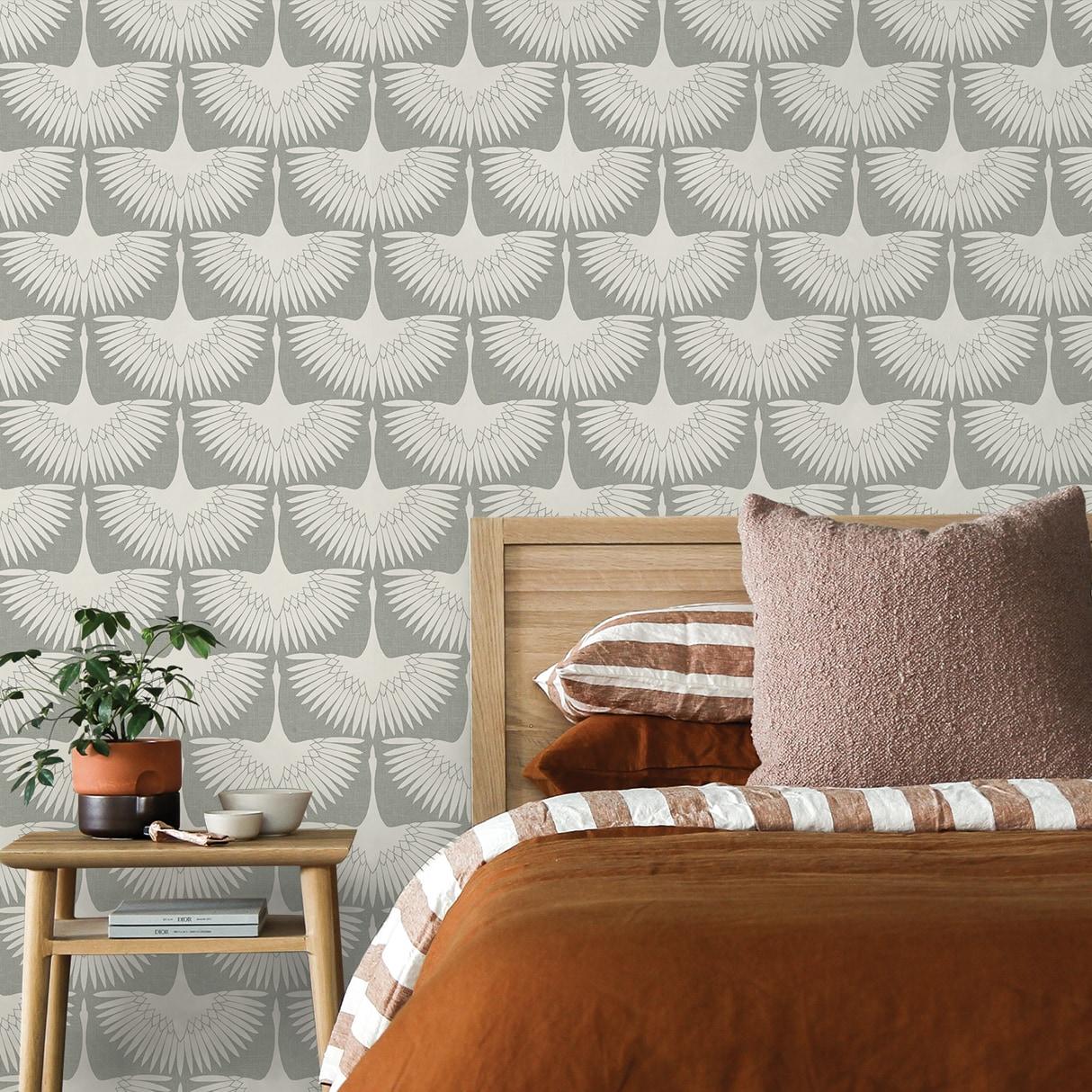 Tempaper x Genevieve Gorder Feather Flock Chalk Peel and Stick Wallpaper, 20.5" x 16.5'