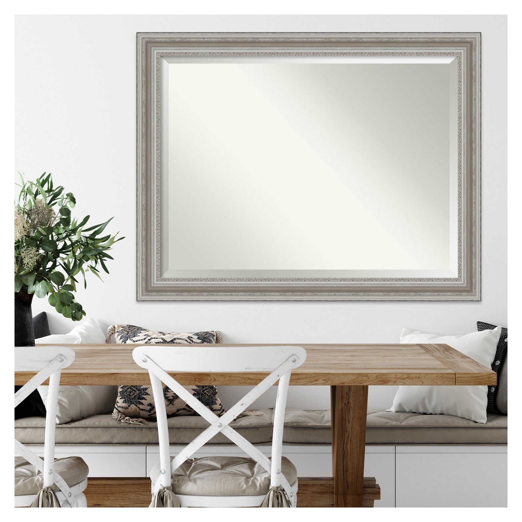 46" x 36" Parlor Framed Wall Mirror Silver - Amanti Art: Modern Beveled, No Assembly Required