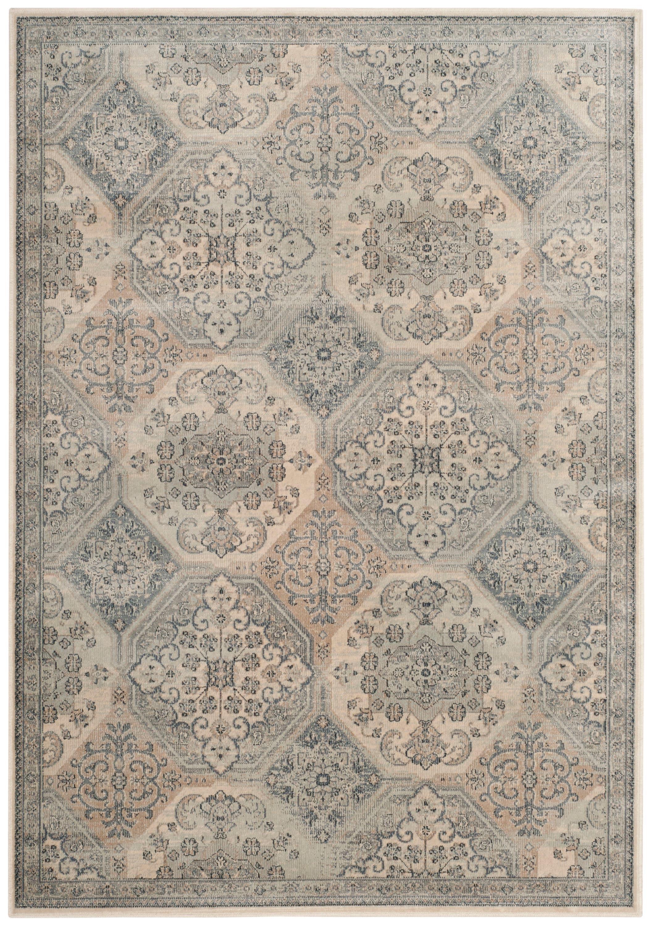 Vintage VTG128 Power Loomed Indoor Skid-Resistant Area Rug - Cream/Blue - 4'x5'7" - Safavieh