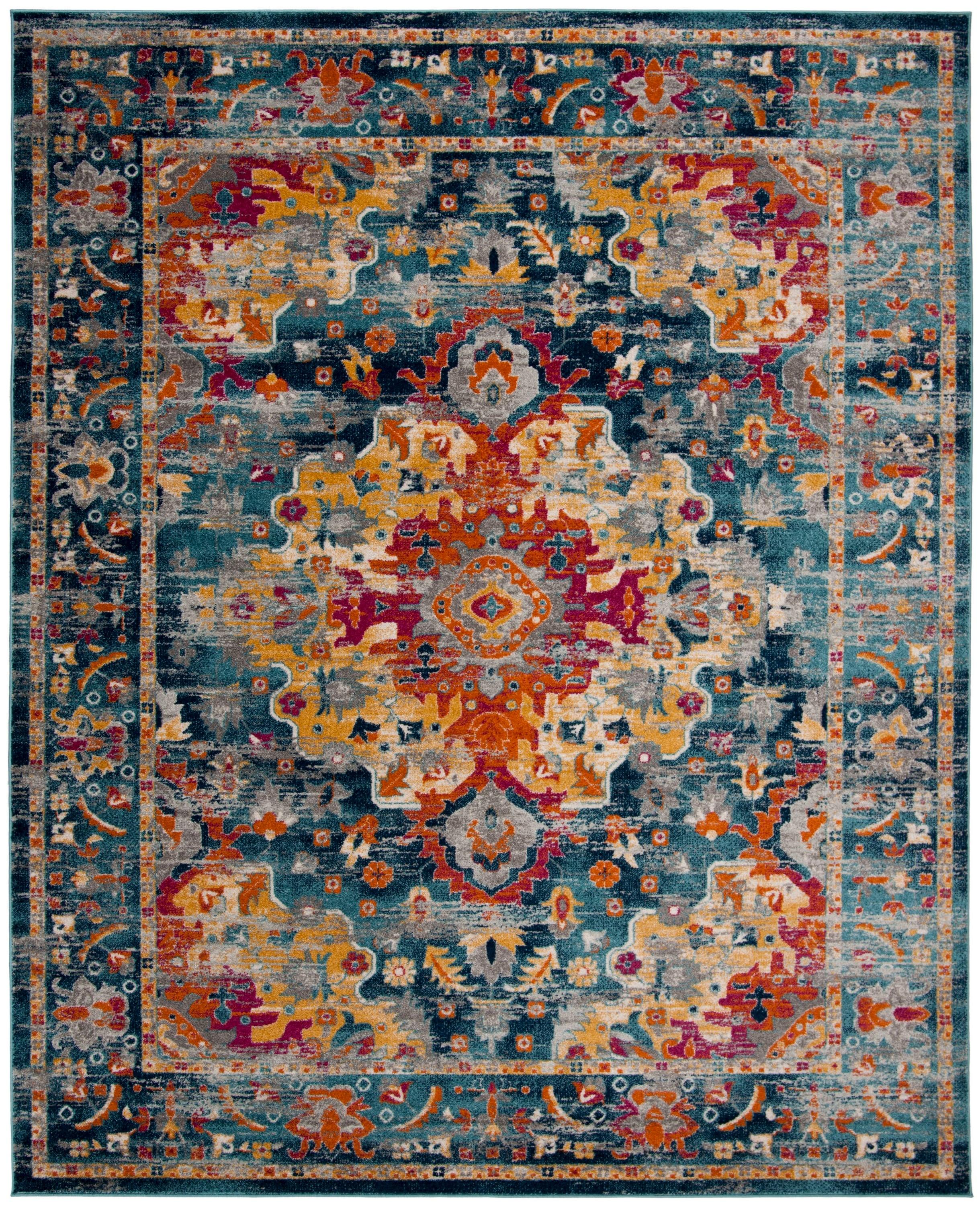 Madison MAD154 Power Loomed Indoor Area Rug - Teal/Fuchsia - 9'x12' - Safavieh