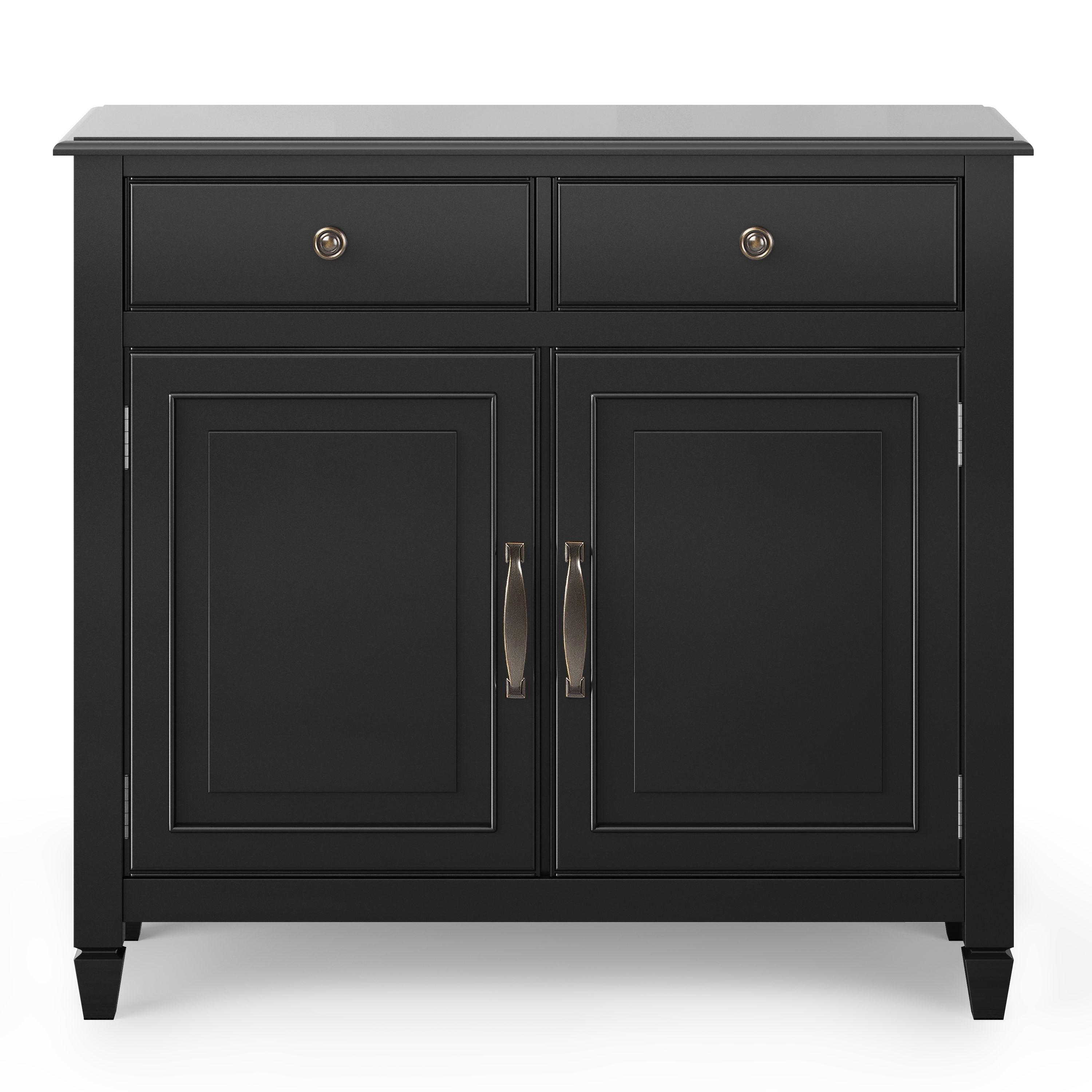 Simpli Home Connaught Solid Wood 2 - Door Accent Cabinet Entryway Storage Cabinet