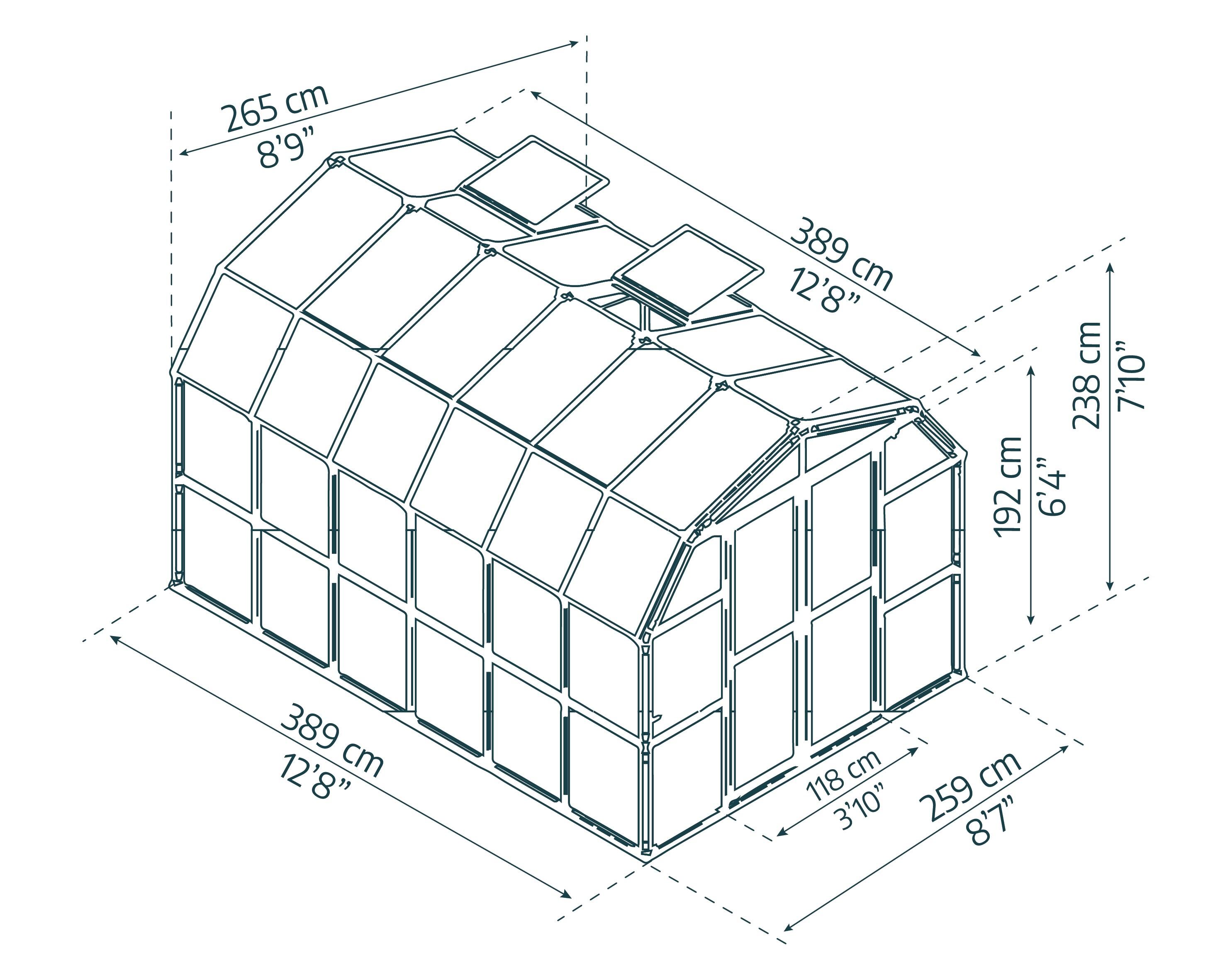 Canopia Palram - Canopia Grand Gardener 2 - 8' W x 12' D Walk-In Hobby Clear Polycarbonate Resin Frame Greenhouse Kit with Roof Vent and Base - Green