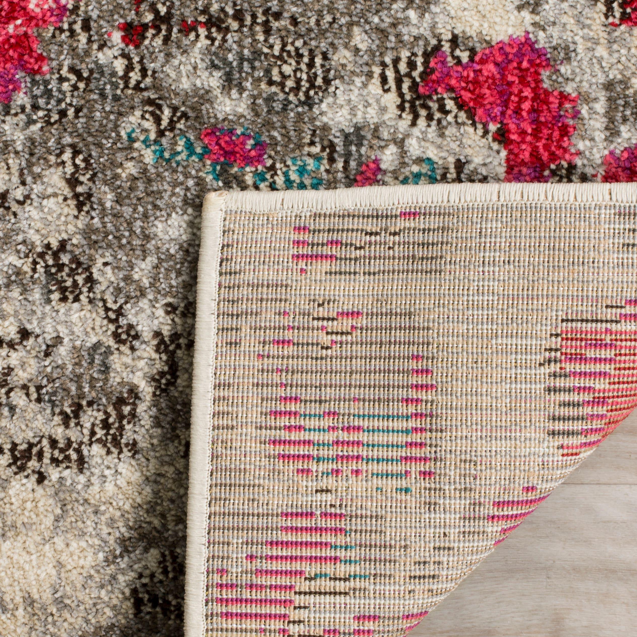 Monaco MNC225 Power Loomed Indoor Area Rug - Grey/Fuchsia - 5'1"x7'7" - Safavieh