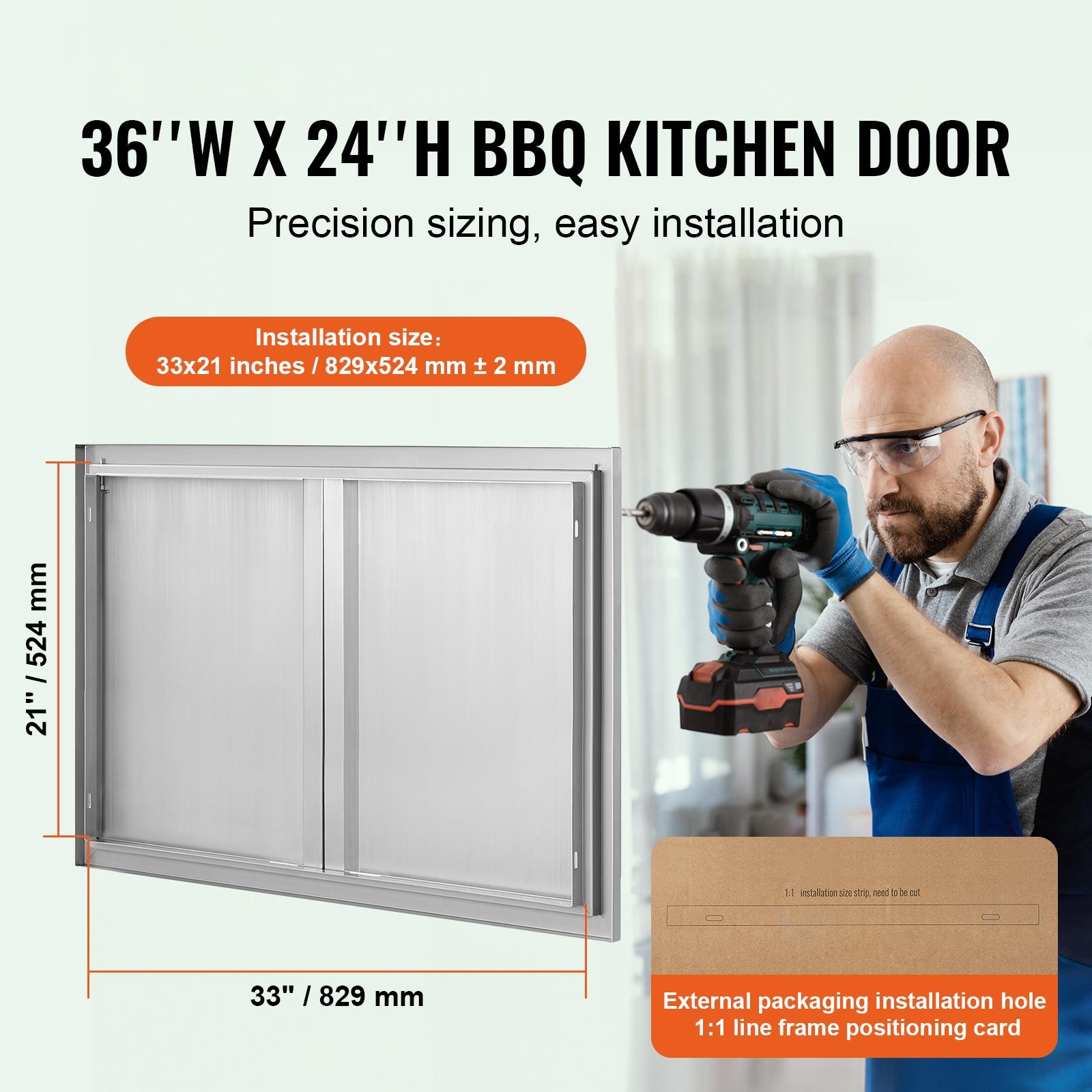 BBQ Access Door, 36W x 24H Inch Double Outdoor Kitchen Door