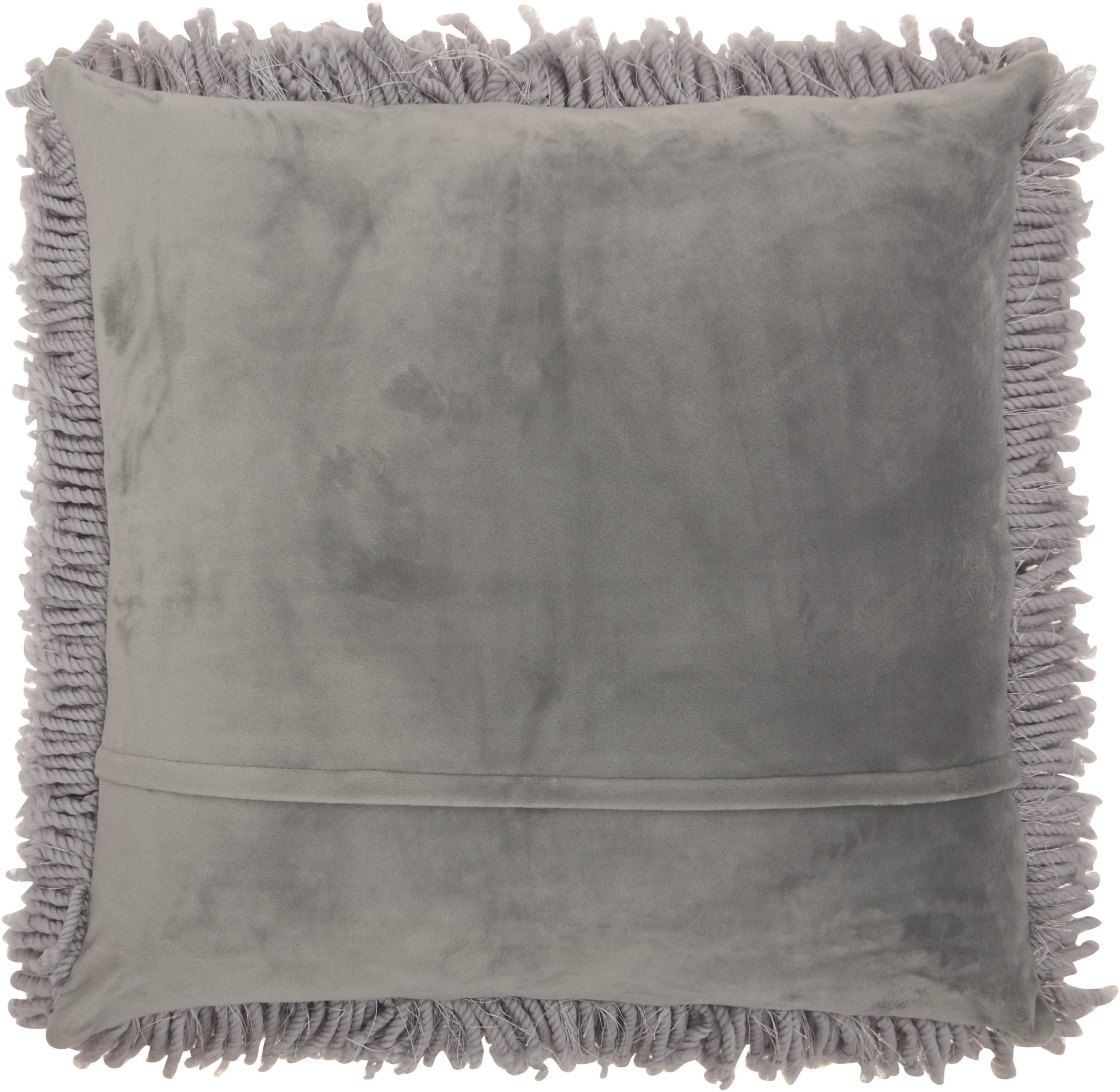 Nourison Shag Light Grey Decorative Throw Pillow , 18" x 18"