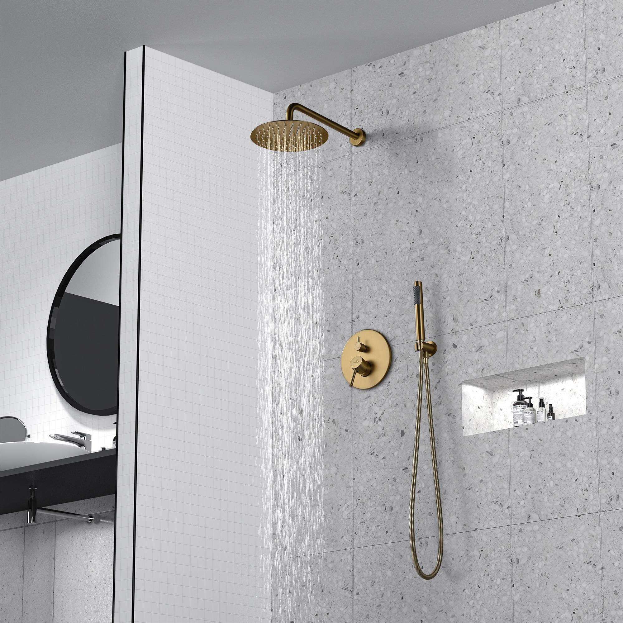 Pressure-Balanced Complete Shower System with 10-Inch Rain Shower Head, Handheld, Rough-in Valve