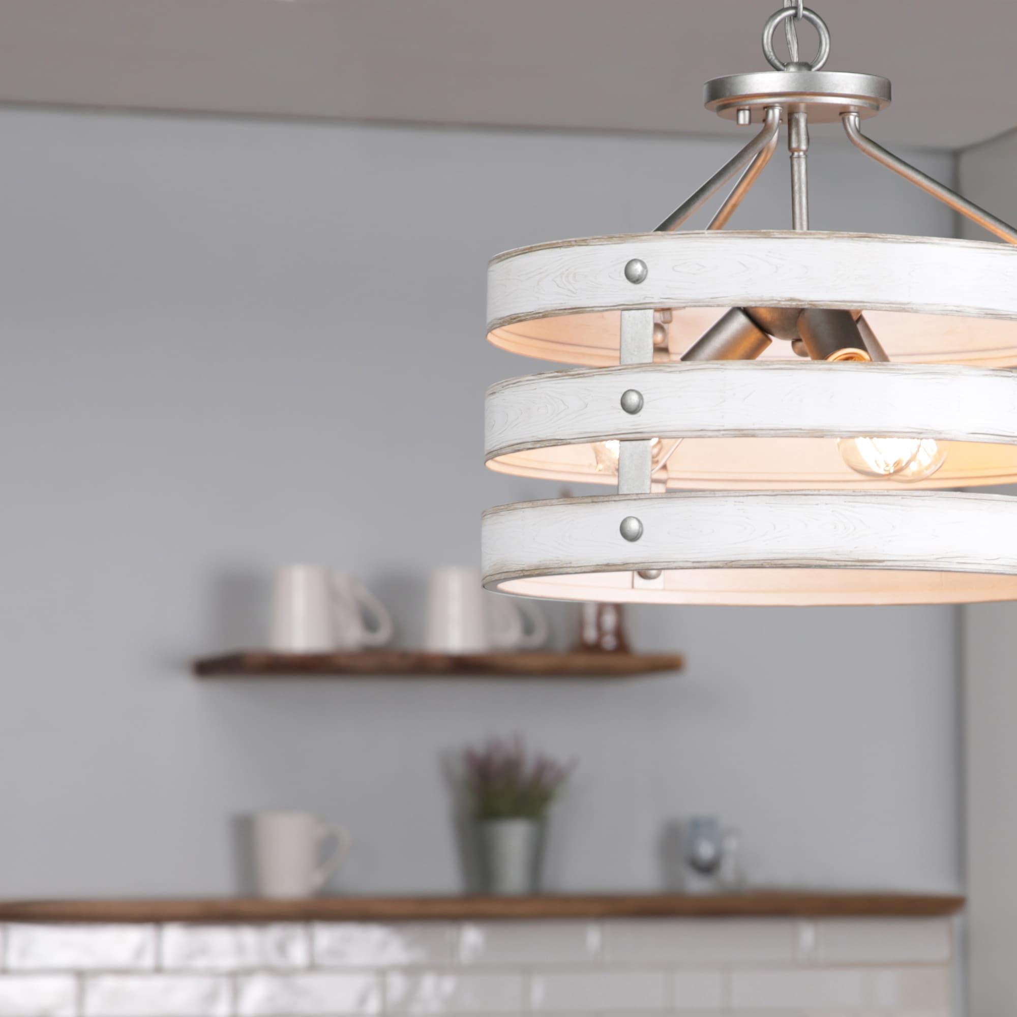 Progress Lighting Gulliver 3-Light Semi-Flush Convertible Ceiling Light, Galvanized Finish, Open Design
