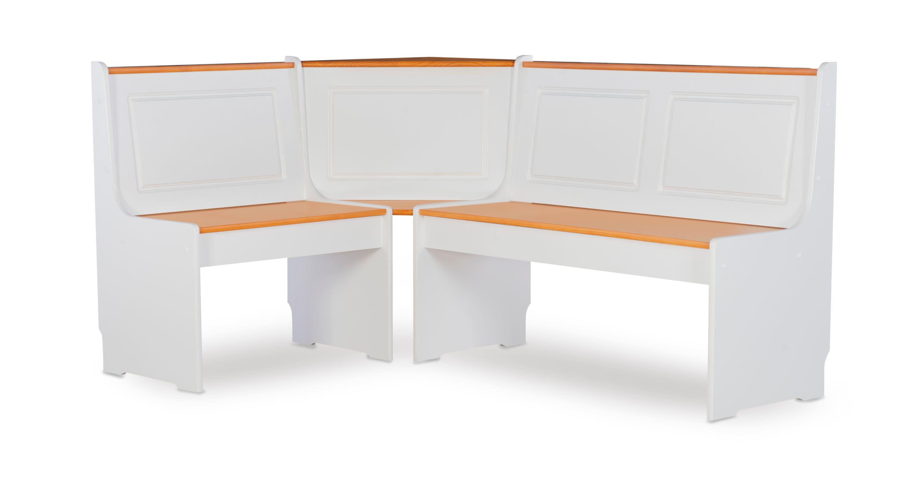 5pc Ardmore Breakfast Storage Corner Nook Dining Set Wood/White/Natural - Linon: Chic Farmhouse Style, Seats 6