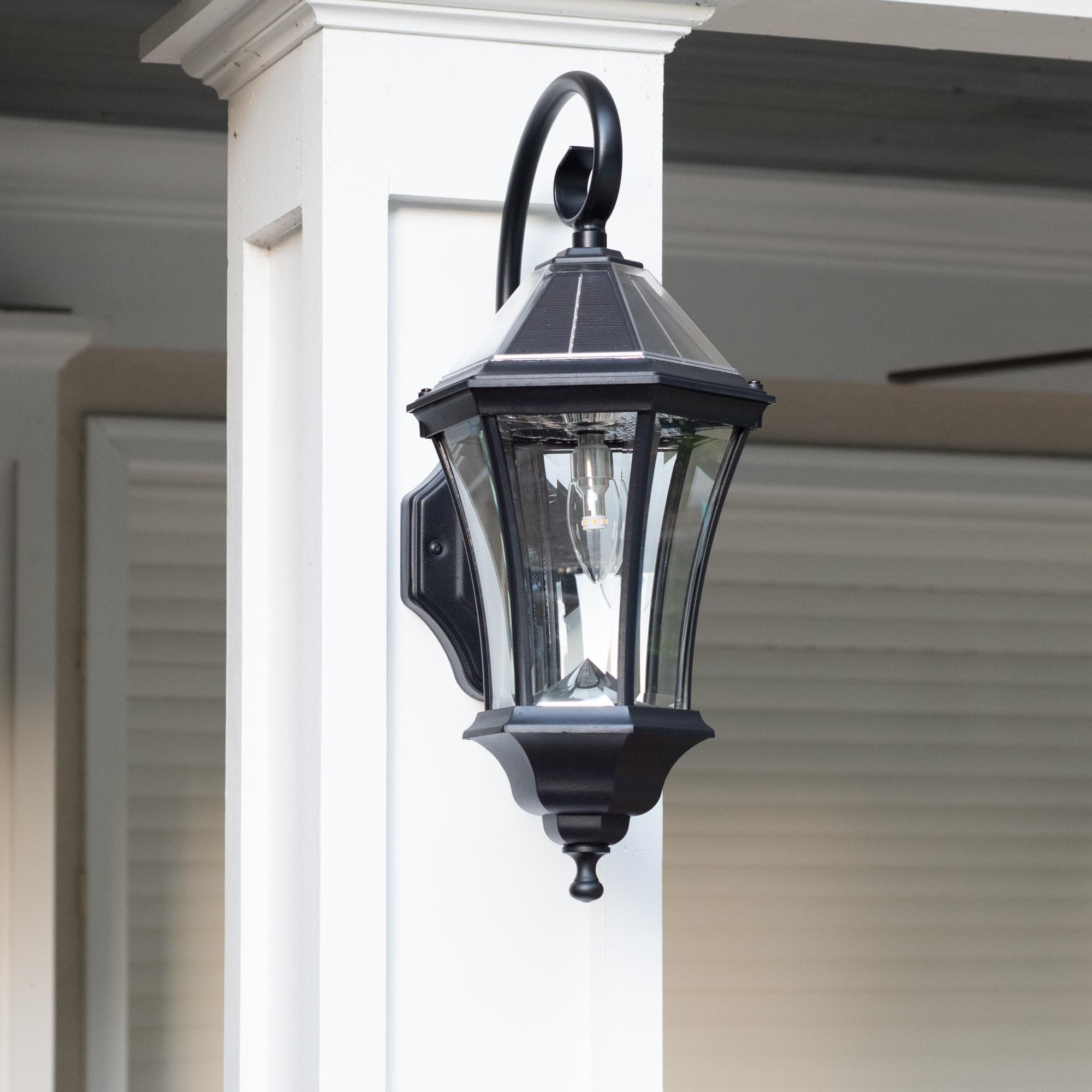 Gama Sonic Victorian Solar Wall Light, Outdoor Solar Lamp, Cast Aluminum Sconce, 150 Lumens Warm White LED, Black (94BM50010)