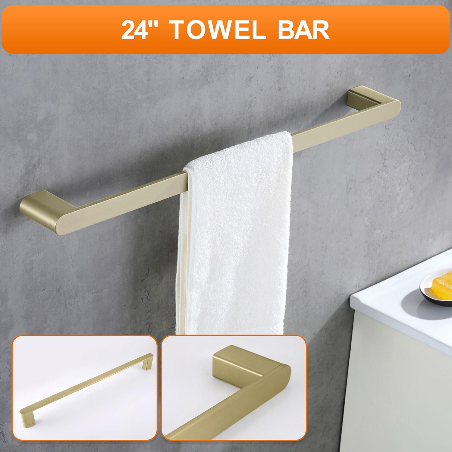 Cobbe Bathroom Hardware 4-Piece Set, Brushed Gold Bathroom Accessories Set with Towel Rack, Hand Towel Bar, Towel Hook, Toilet Paper Holder
