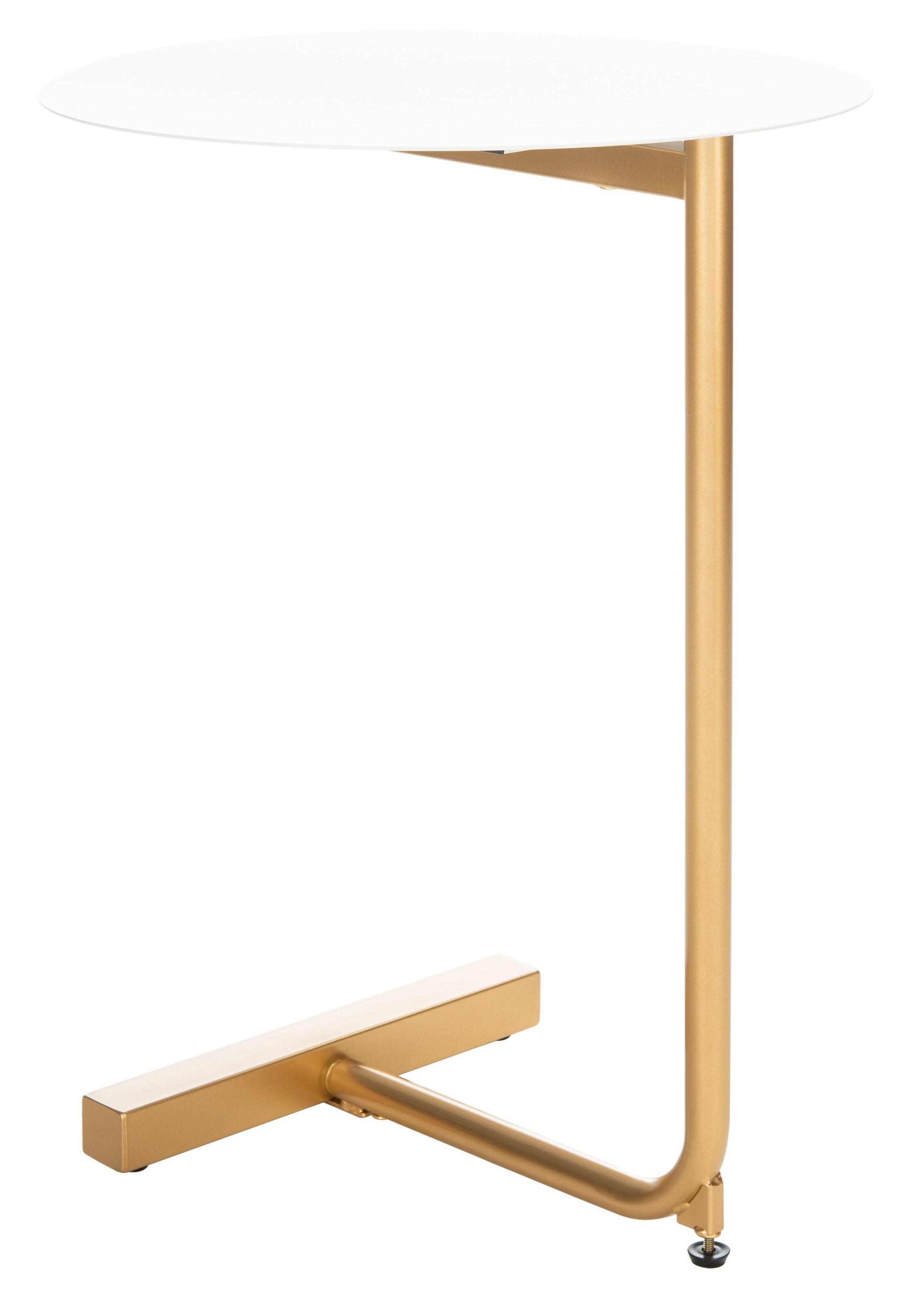 Haylee Round Side Table - White/Gold - Safavieh.
