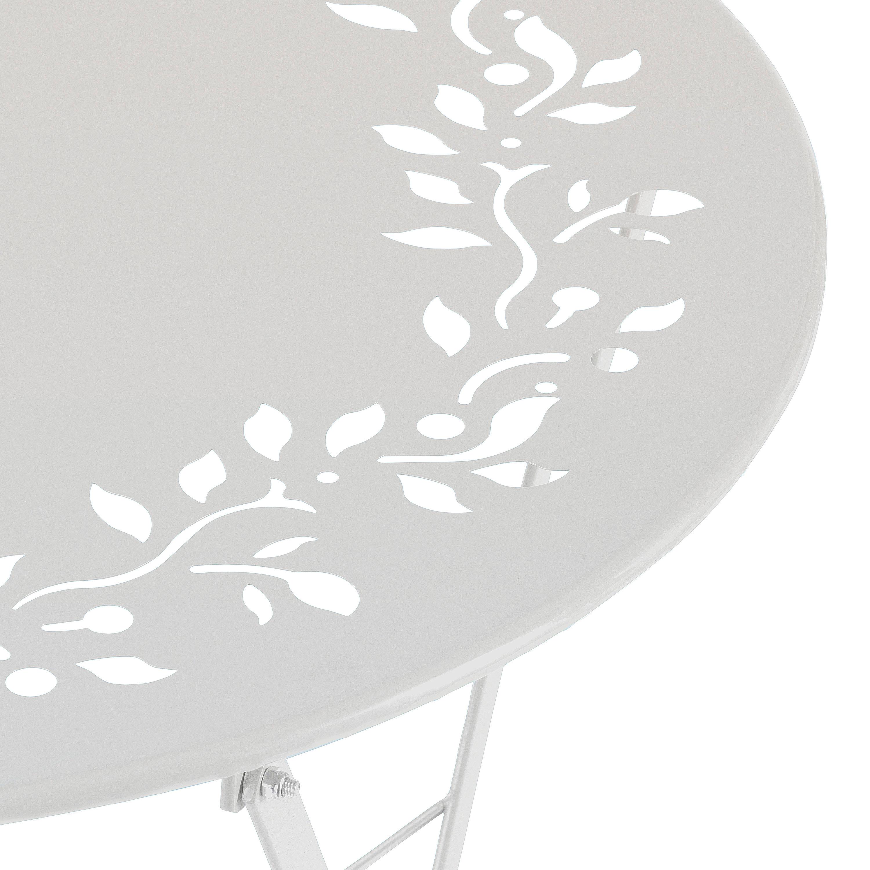 Alpine Corporation Indoor/Outdoor 3-Piece Bistro Set Folding Table and Chairs Patio Seating, White