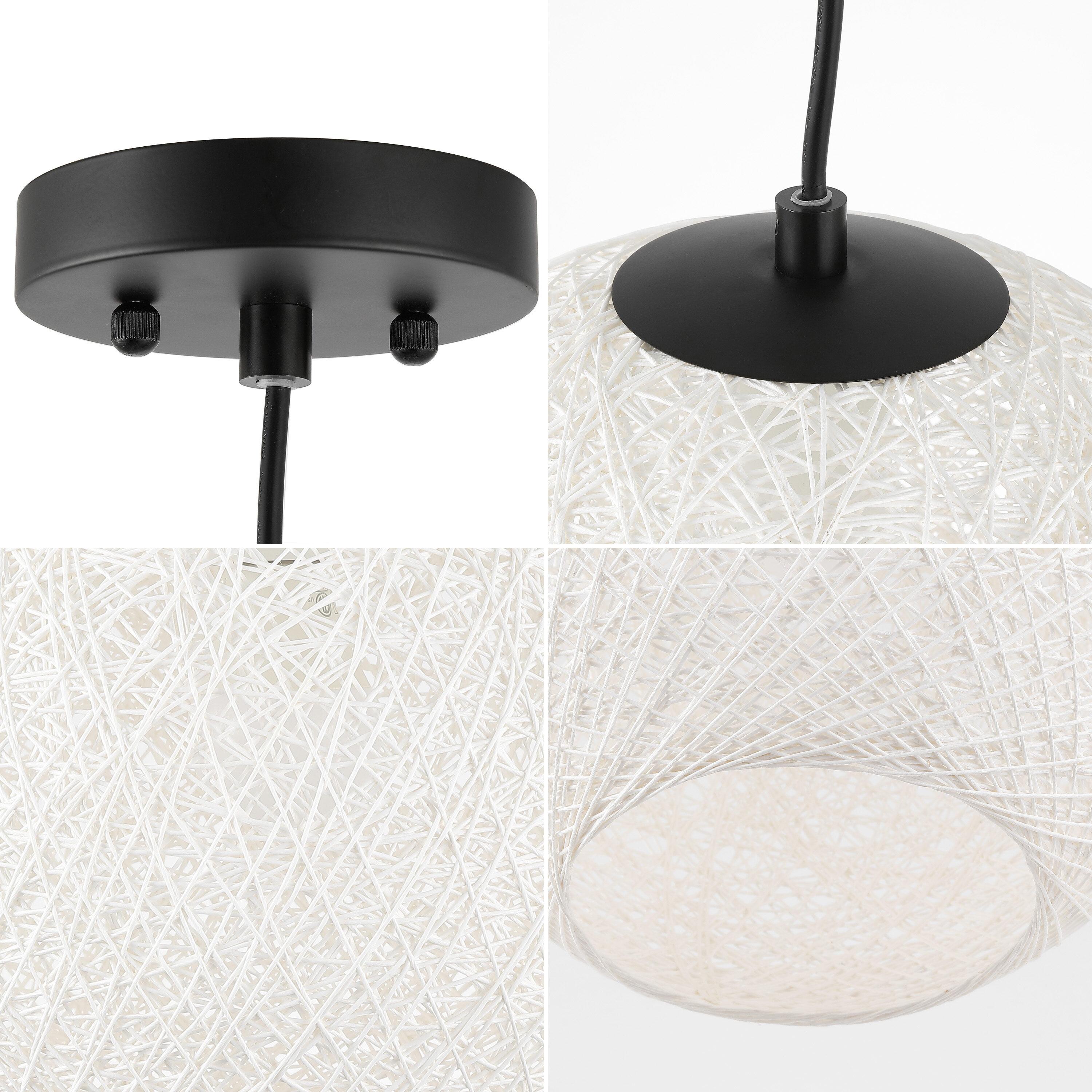 Isla Jade 12" Lacey Bohemian Minimalist Iron/Rope Woven Globe LED Pendant White/Black : 20x20 Inch Polyester, Machine Washable Cloth Napkins
