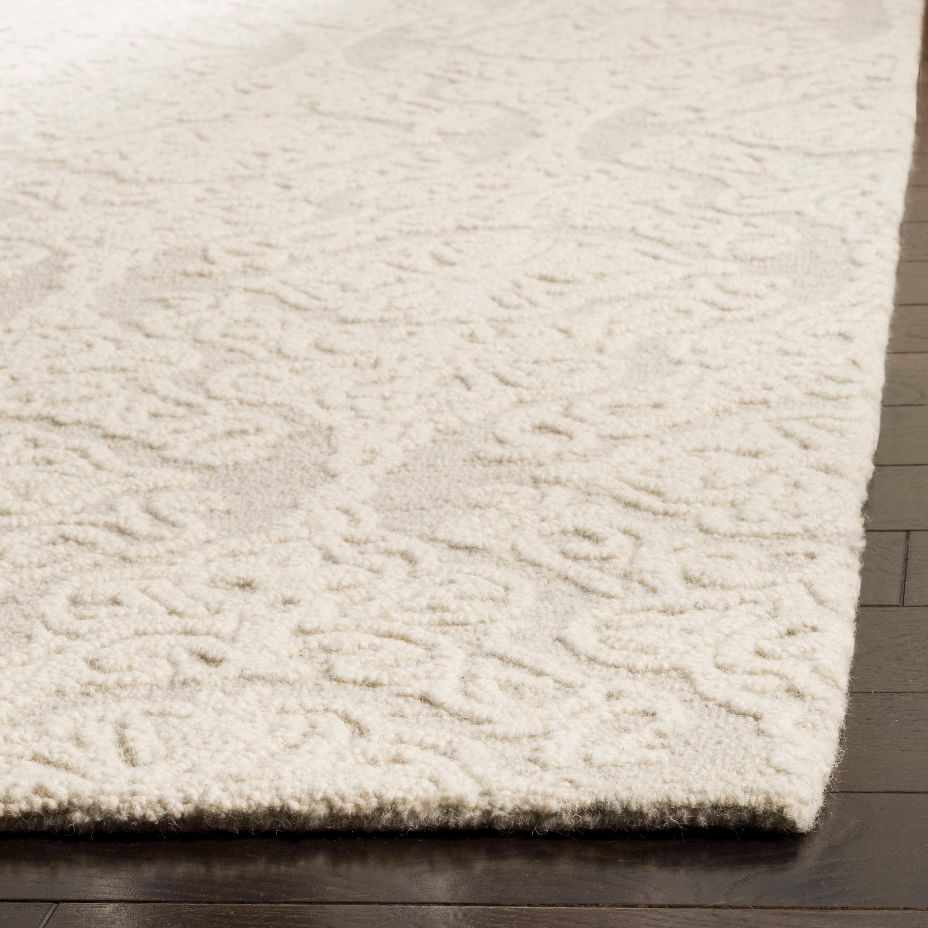 Blossom BLM112 Hand Tufted Indoor Area Rug - Silver/Ivory - 4'x4' - Safavieh