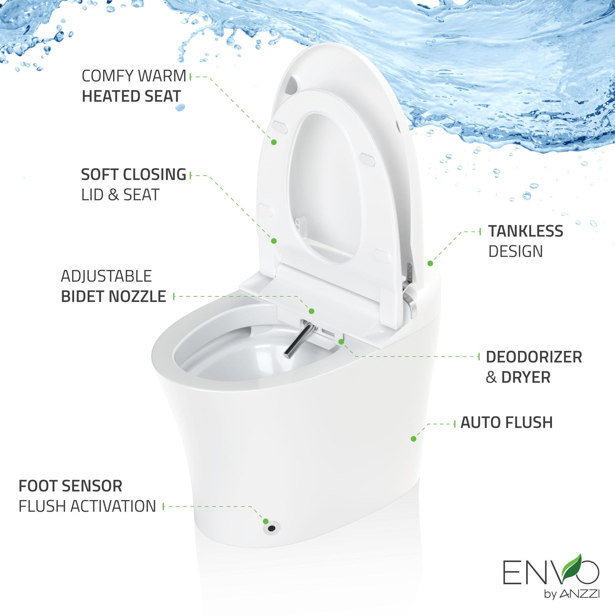 ANZZI Envo 1.28 Gallons GPF Elongated Comfort Height Floor Mounted Bidet Toilet (Seat Included)