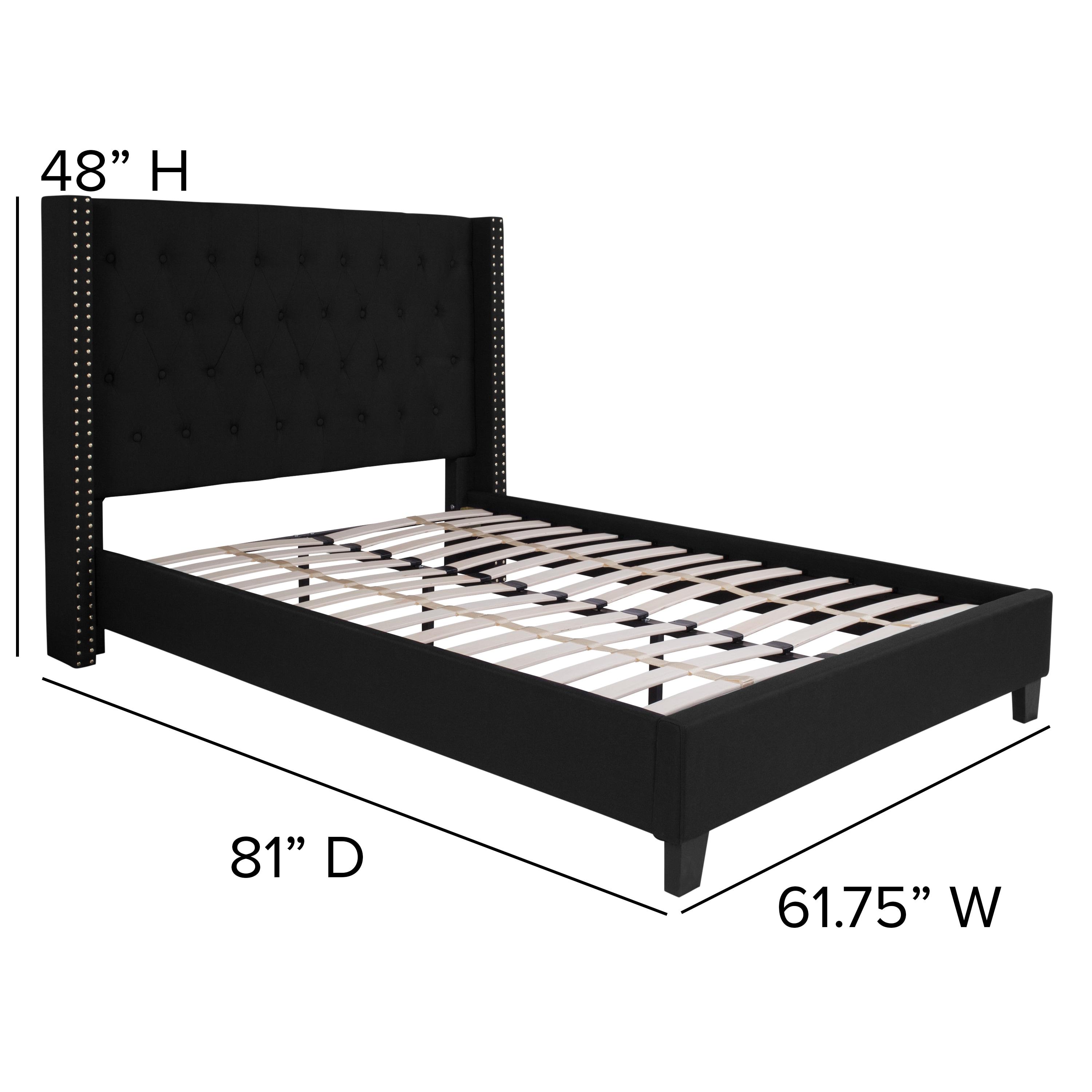 Flash Furniture Riverdale Full Size Tufted Upholstered Platform Bed in Black Fabric