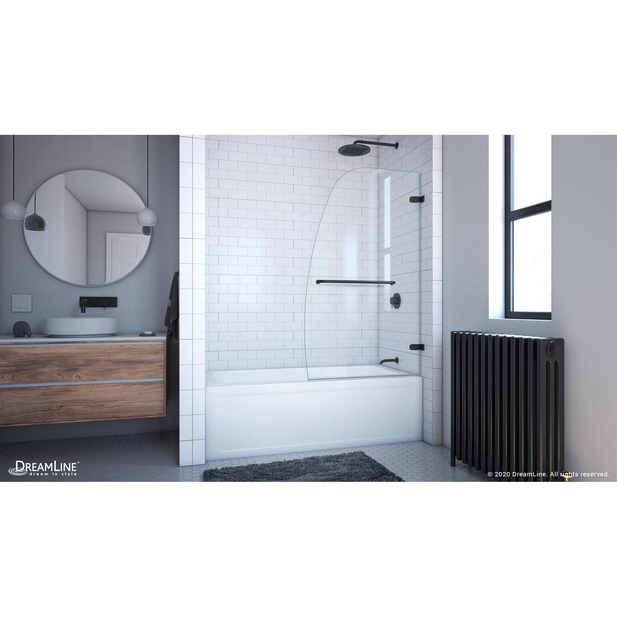 DreamLine Aqua Uno 34 in. W x 58 in. H Frameless Hinged Tub Door in Chrome