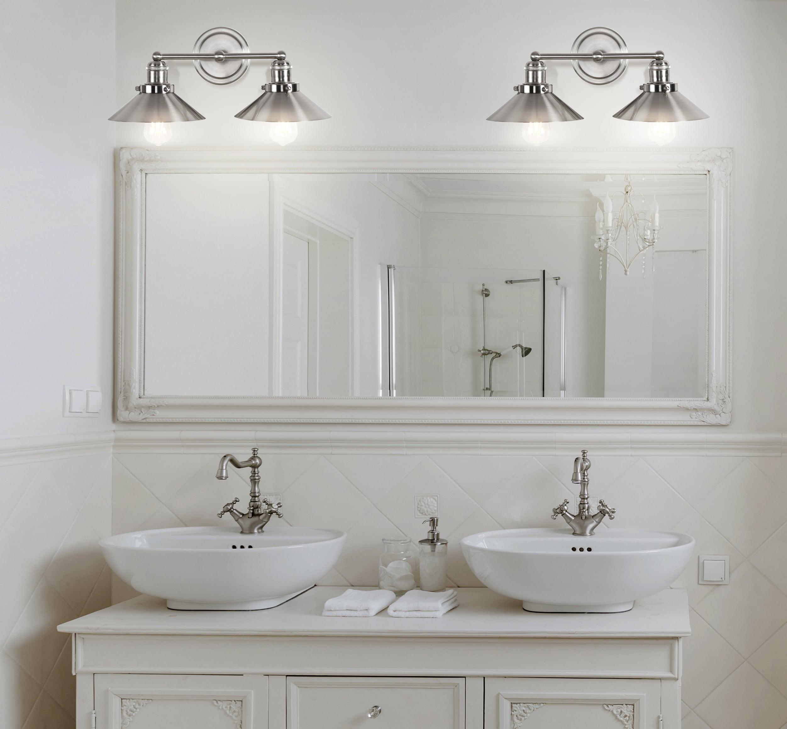 July 17.5 in. 2-Light Nickel Metal Vanity Light