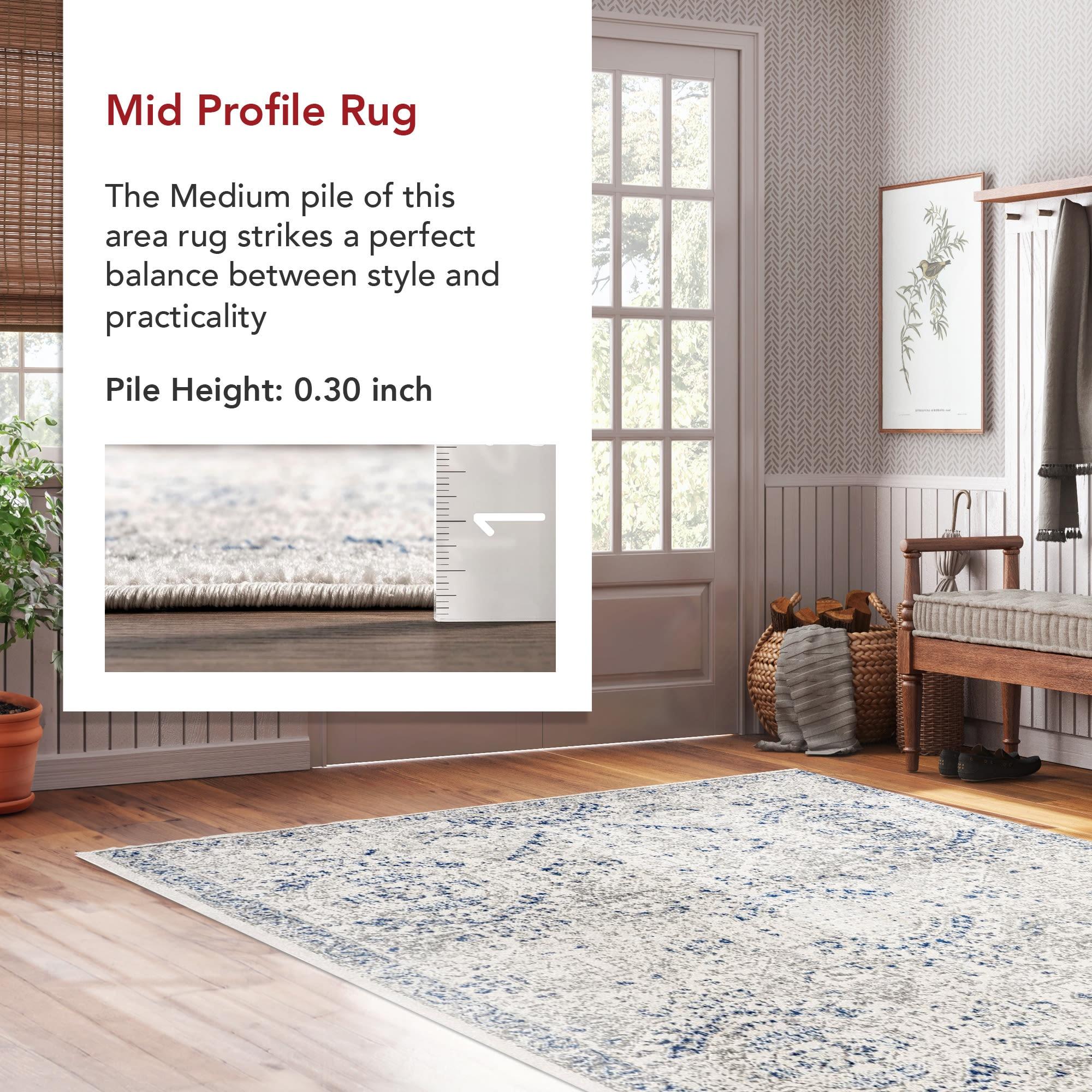 Nuloom Minta Medallion 2x3 Accent Indoor Area Rug for Living Room Bedroom Dining Room Entryway Kitchen, Blue/Off White