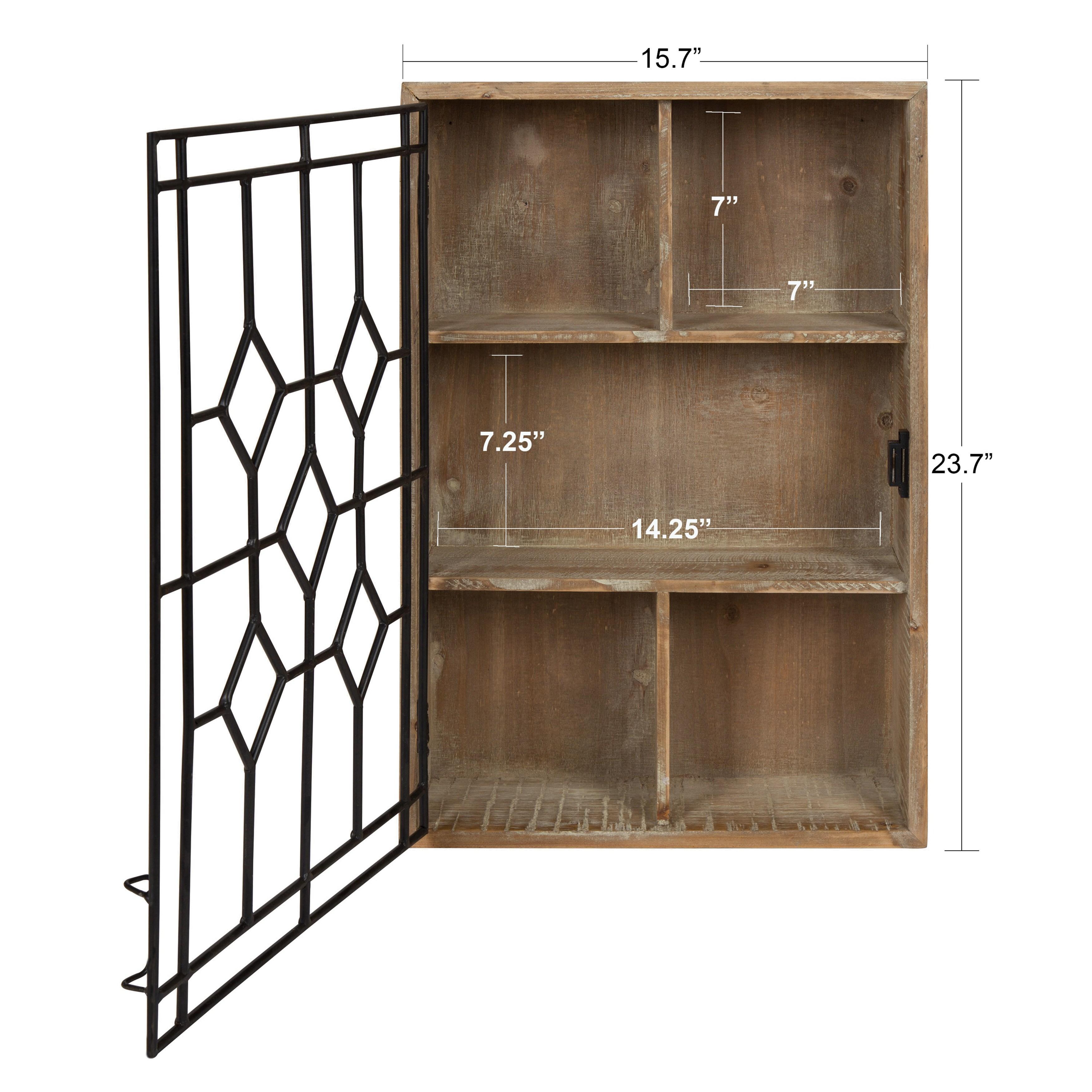 Kate and Laurel - Megara Wooden Decorative Curio Cabinet with Black Iron Door, Rustic Brown