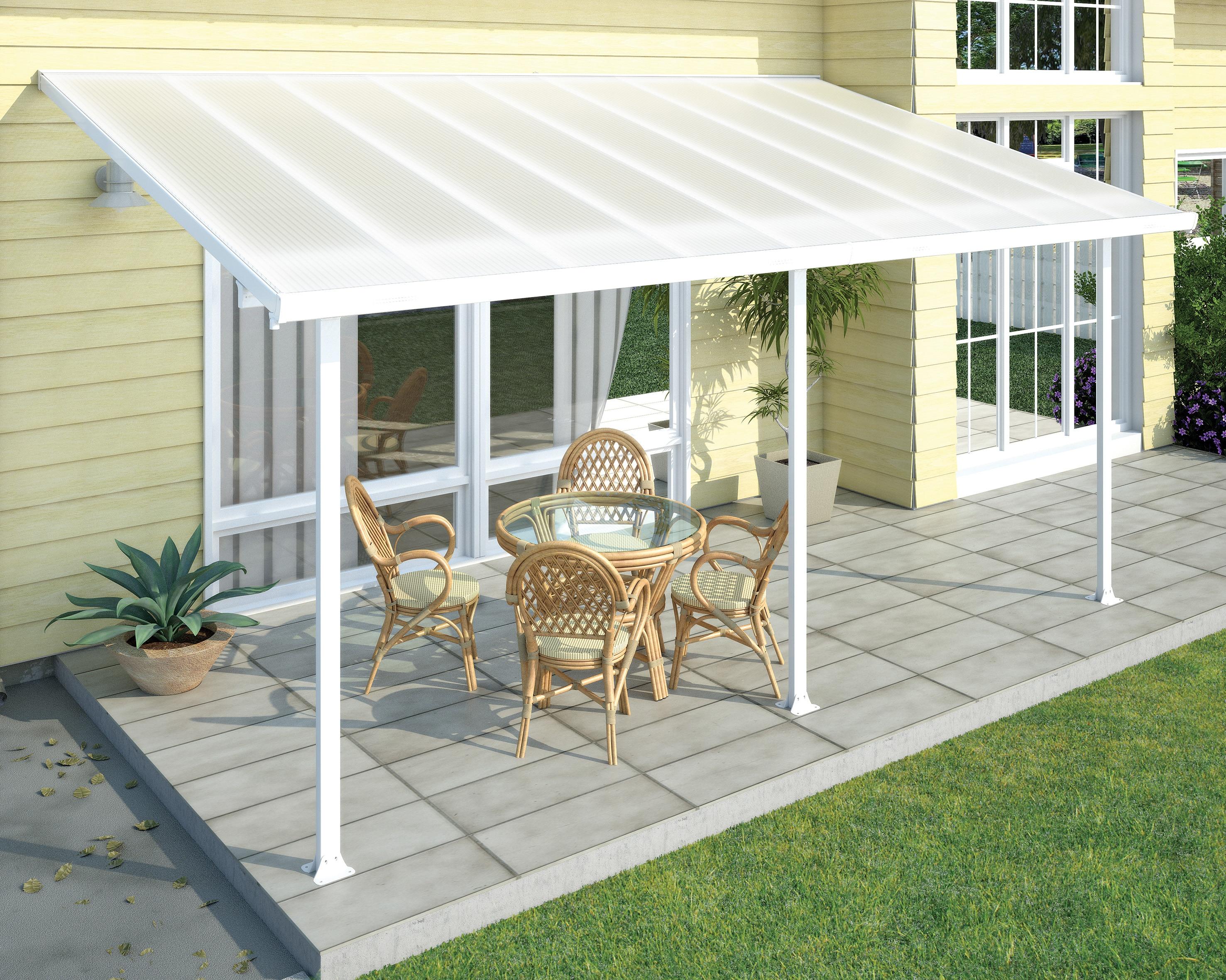 White Polycarbonate and Aluminum Patio Cover, 10' x 18'