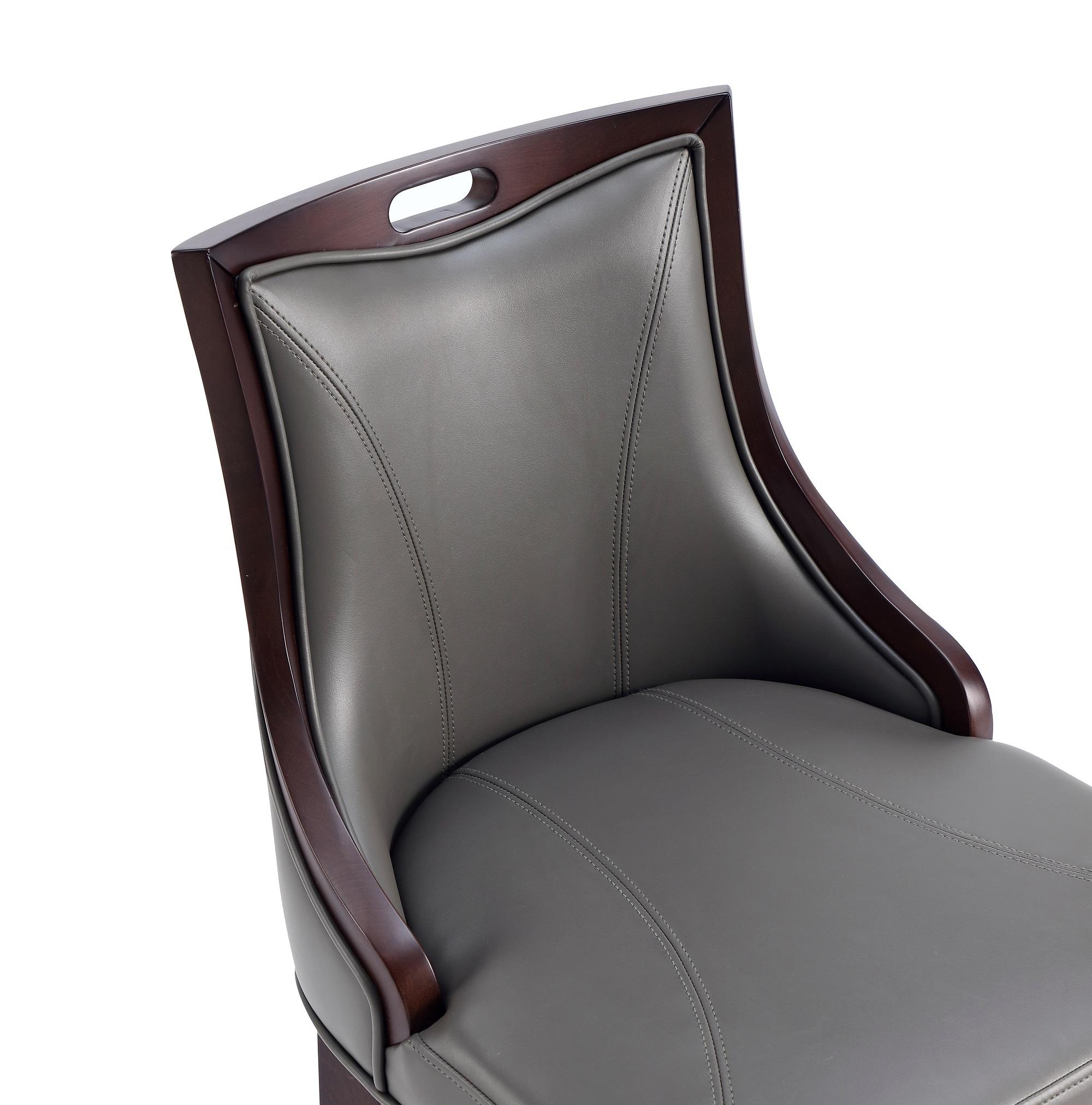 Manhattan Comfort Emperor Faux Leather Barstool Pebble Gray: Beechwood Legs, Upholstered, Fixed Height 27"