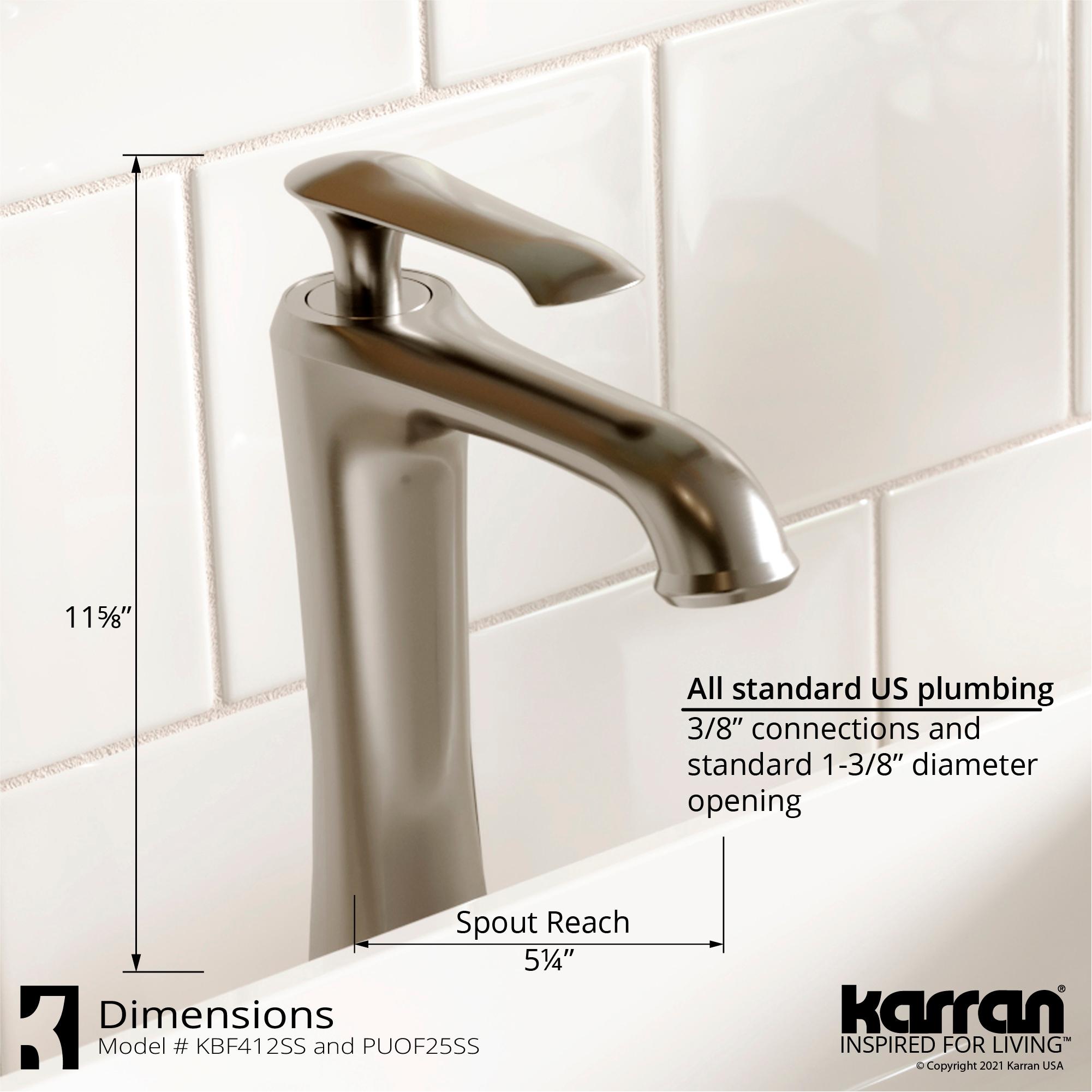 Karran Woodburn Single Handle Single Hole Vessel Bathroom Faucet With Matching Pop-up Drain