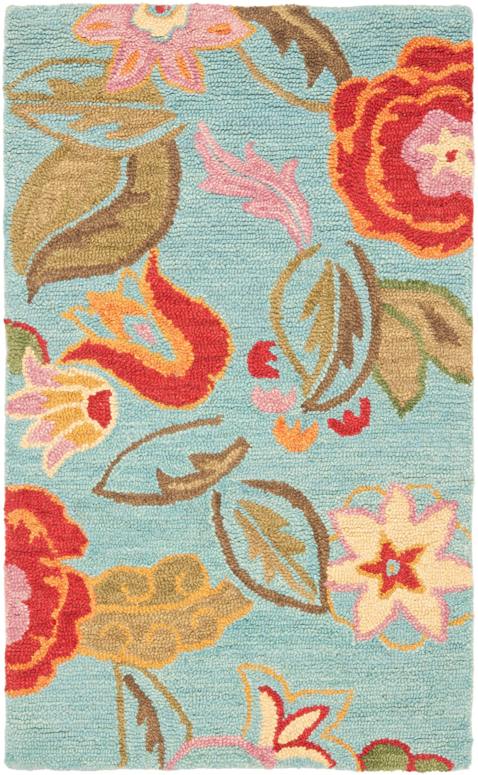 Blossom BLM675 Hand Hooked Area Rug - Blue/Multi - 3'x5' - Safavieh.