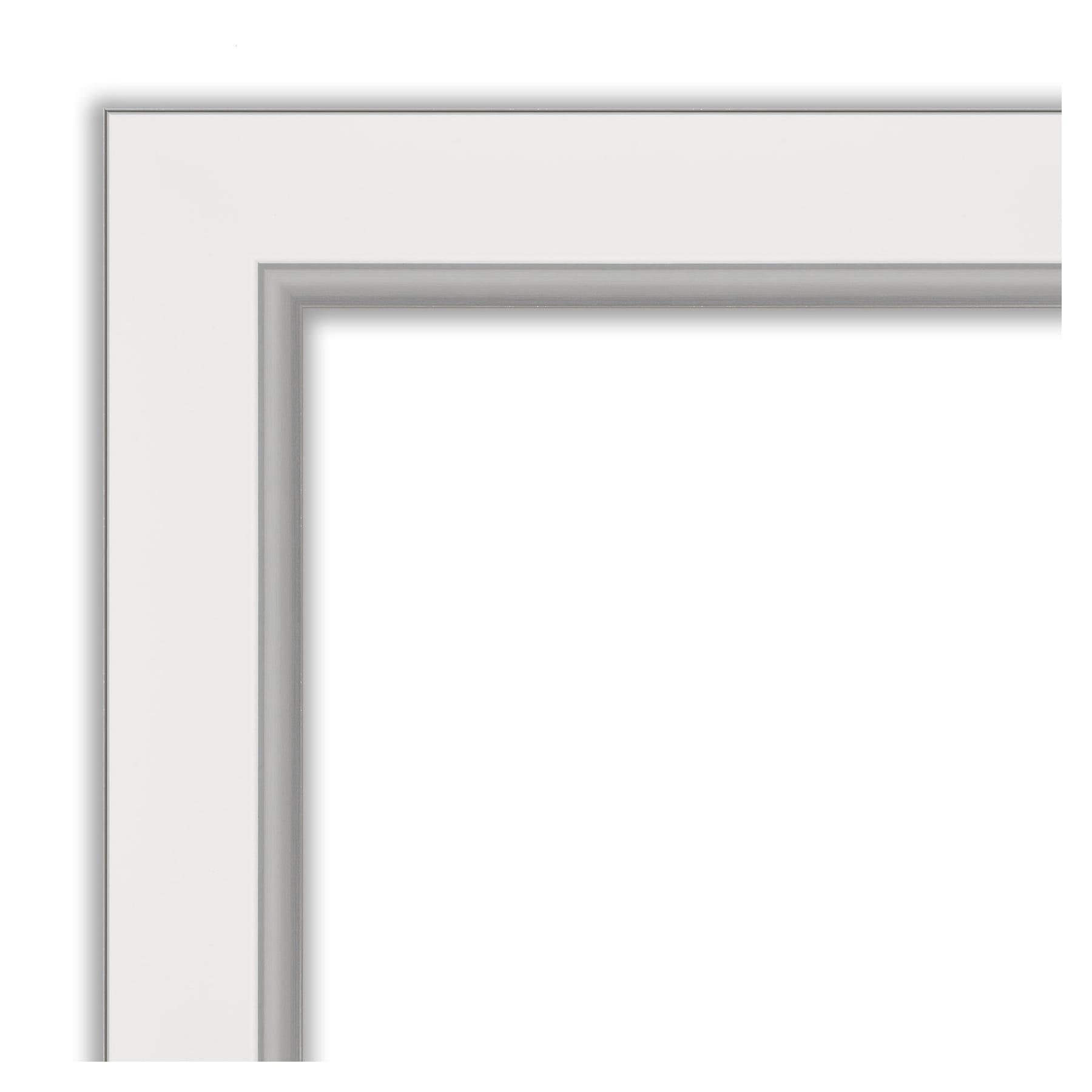 Amanti Art 33" x 27" Eva White Silver Framed Bathroom Vanity Wall Mirror: Modern Rectangular, Wall-Mounted, Beveled Glass