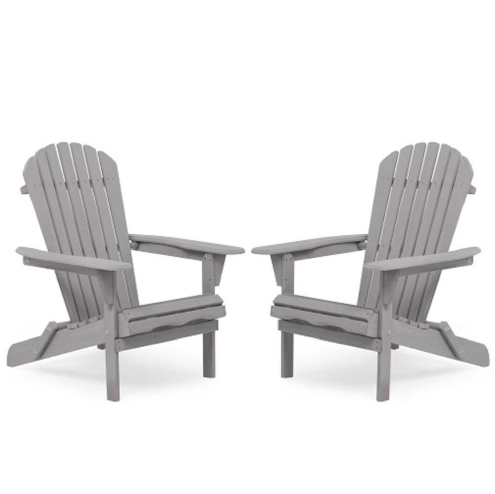 Triple Tree Wood Adirondack Folding Chairs - Set of 2, Gray