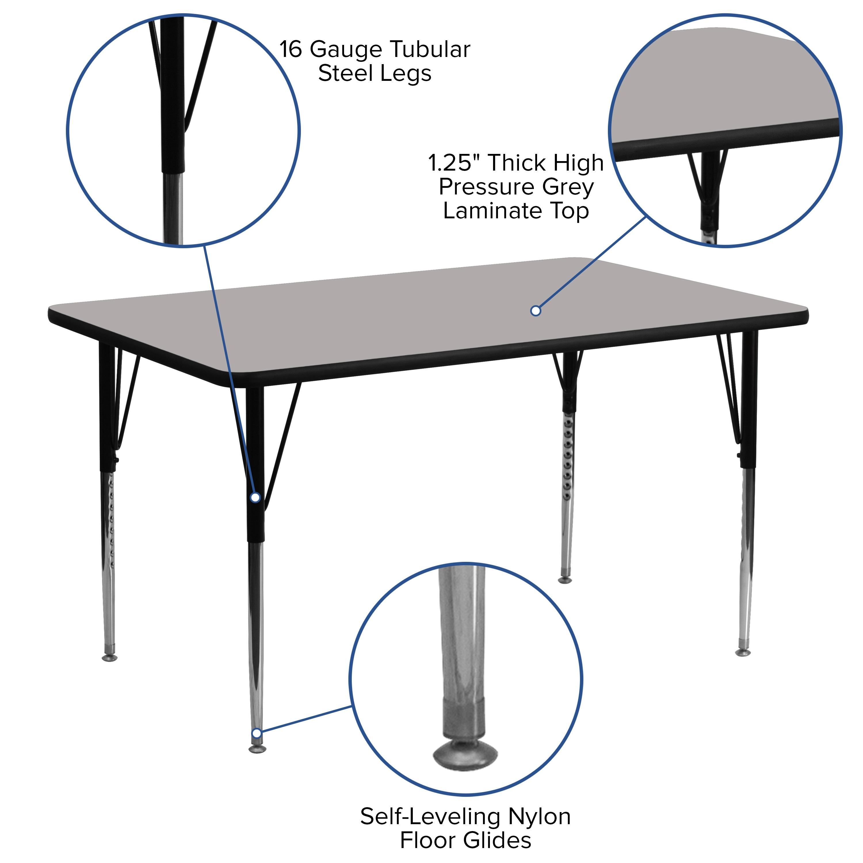 Goddard 24''W x 48''L Rectangular HP Laminate Activity Table - Adjustable Legs
