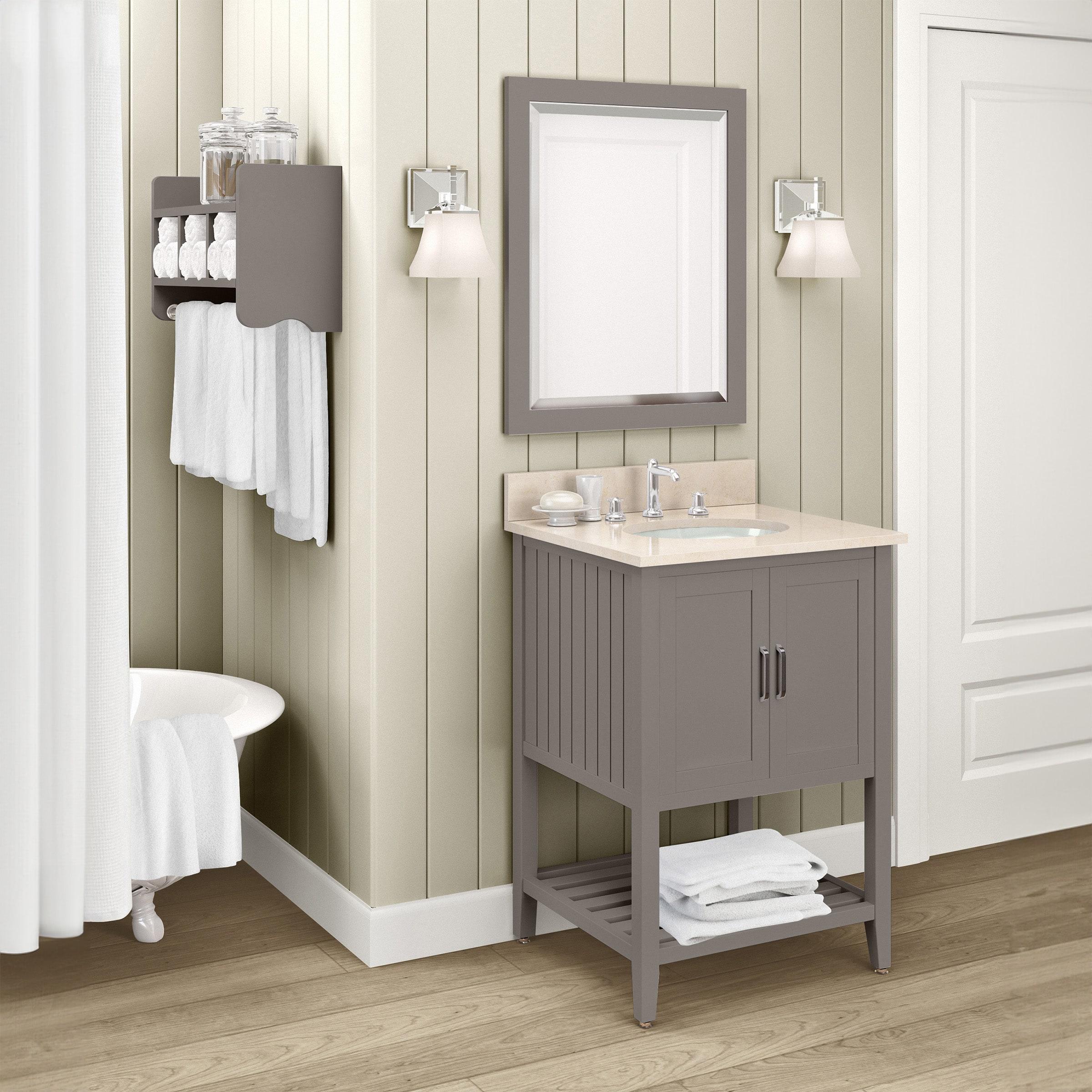 Alaterre Furniture 24" Beveled Bath Vanity Mirror, Gray