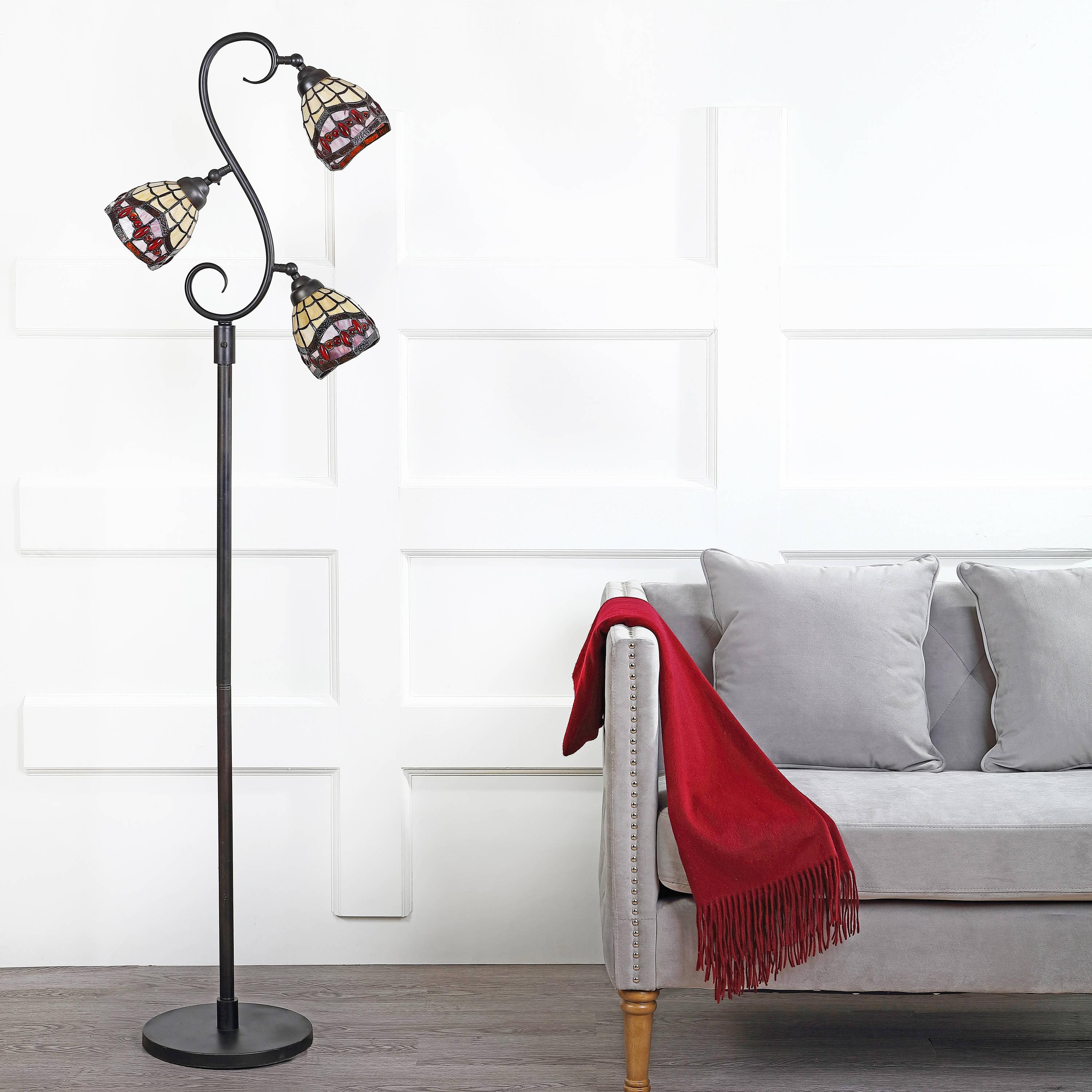 JONATHAN Y JYL8013A Walker Tiffany-Style 70.5" Multi-Light LED Floor Lamp, Traditional for living room, dinning room, bedroom, office Bulb Included, Bronze